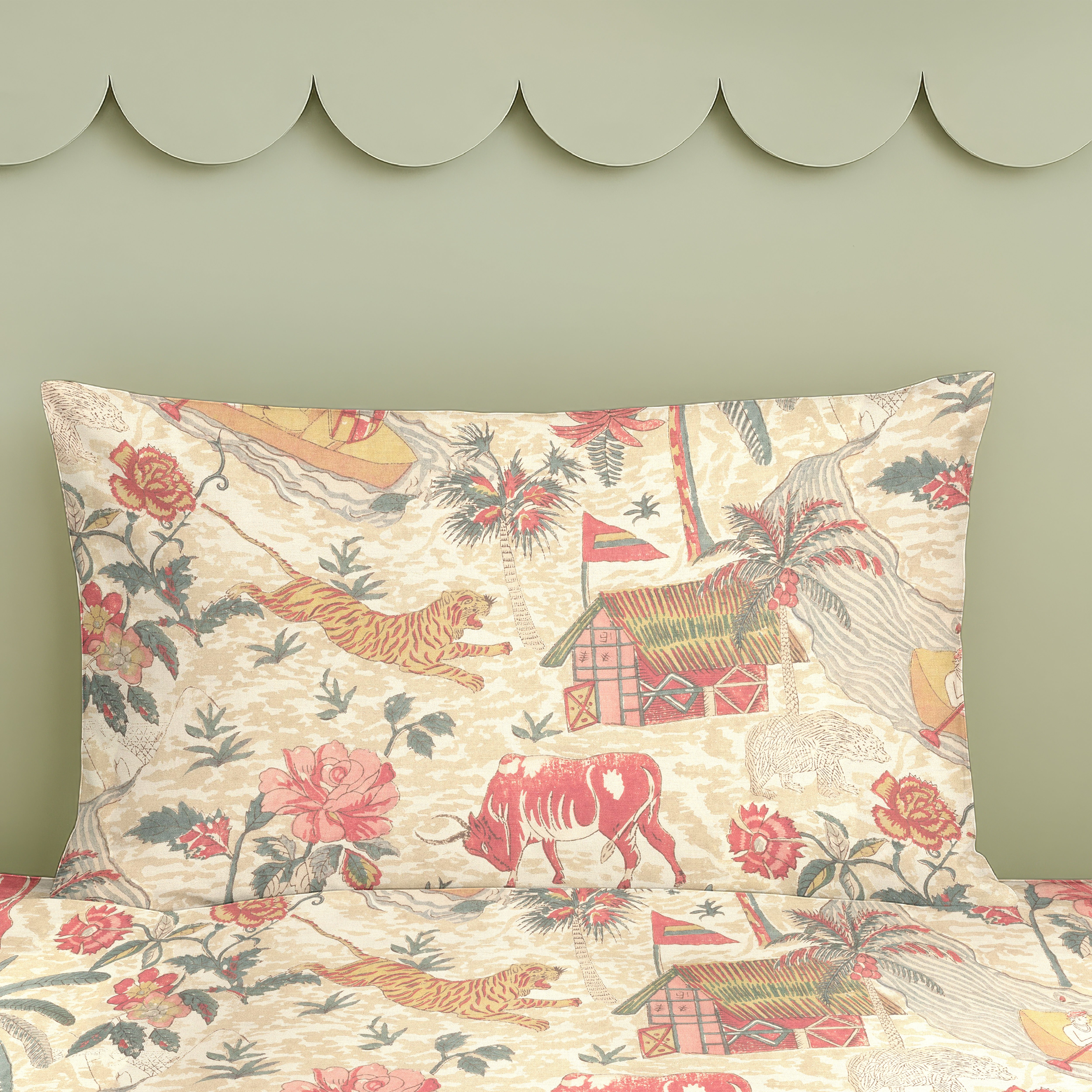 YANGSHUO RED COTTON BEDSHEET WITH PILLOWCOVER