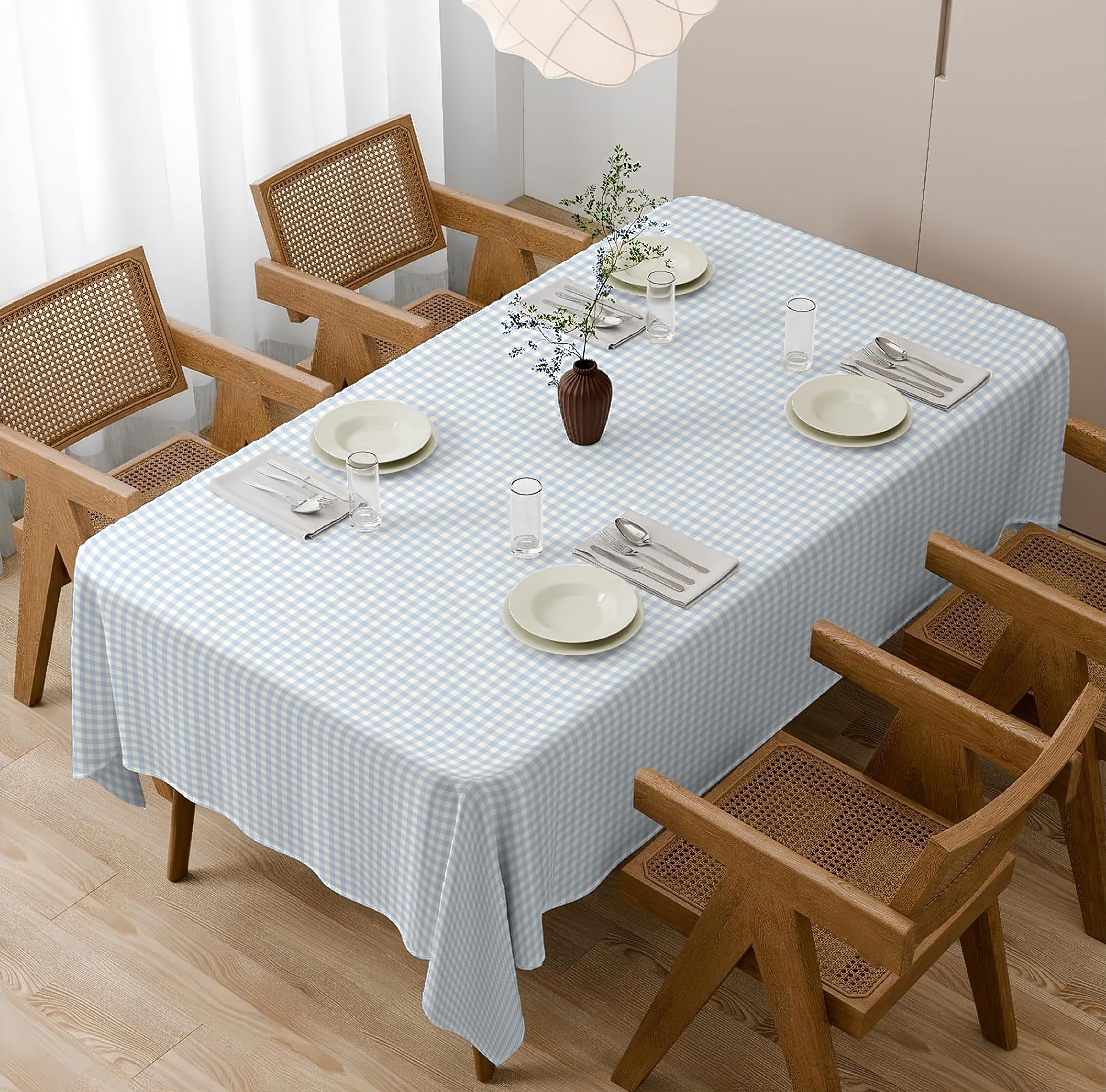GINGHAM CHECKS SKY BLUE TABLE CLOTH