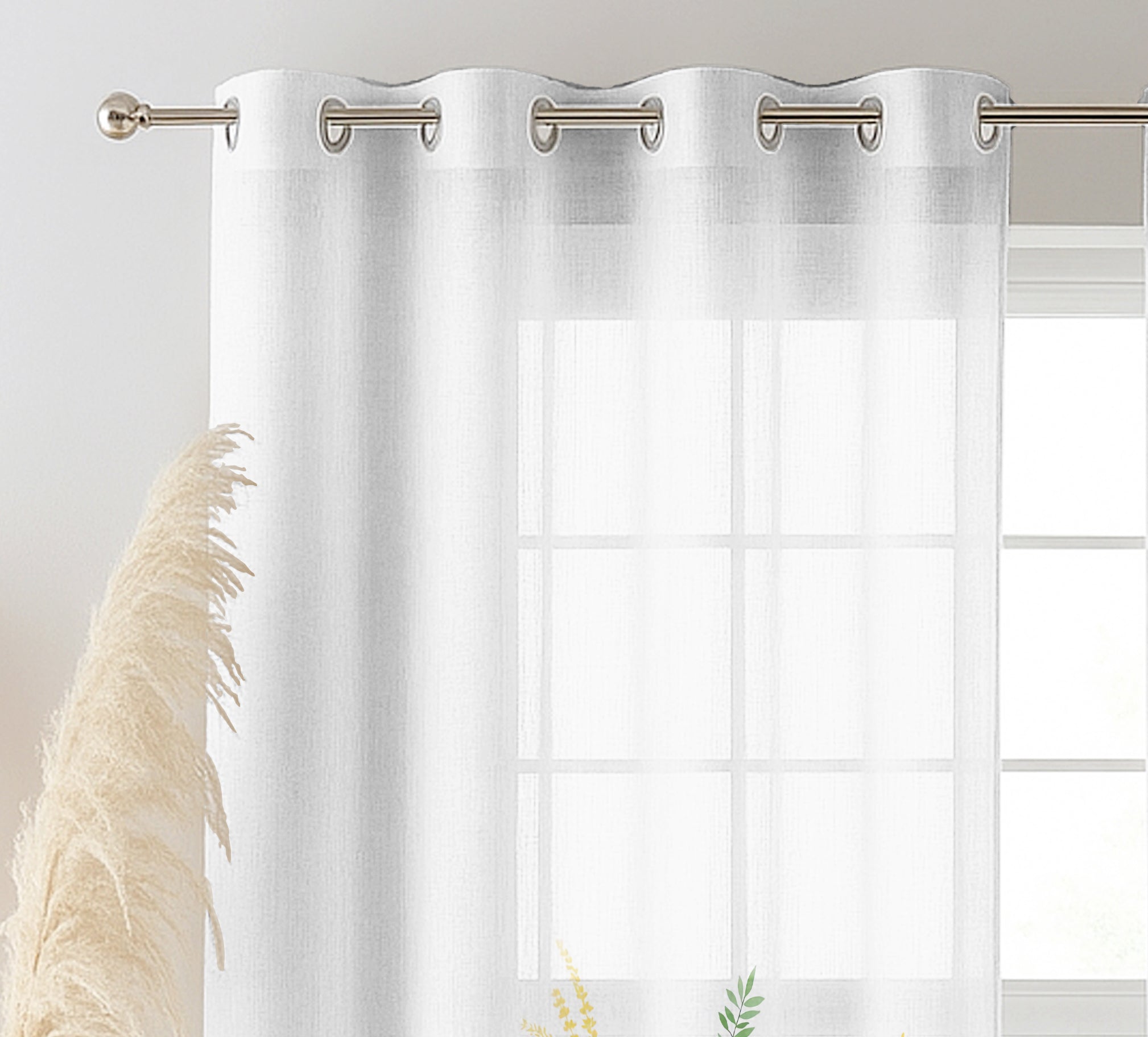 BELEK PINK LINEN PRINTED SHEER CURTAIN