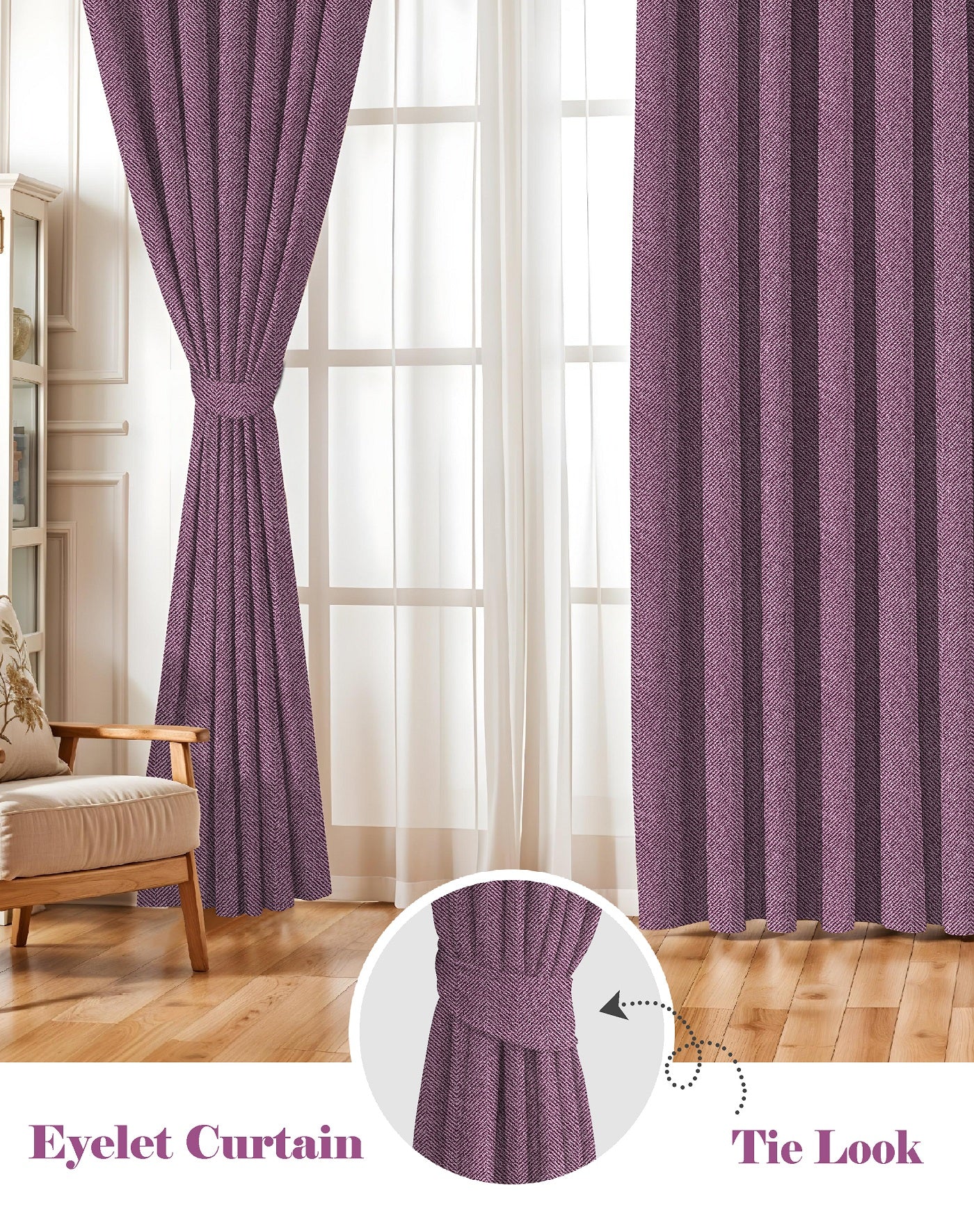 TWILLBONE DARK PINK PRINTED BLACKOUT CURTAINS