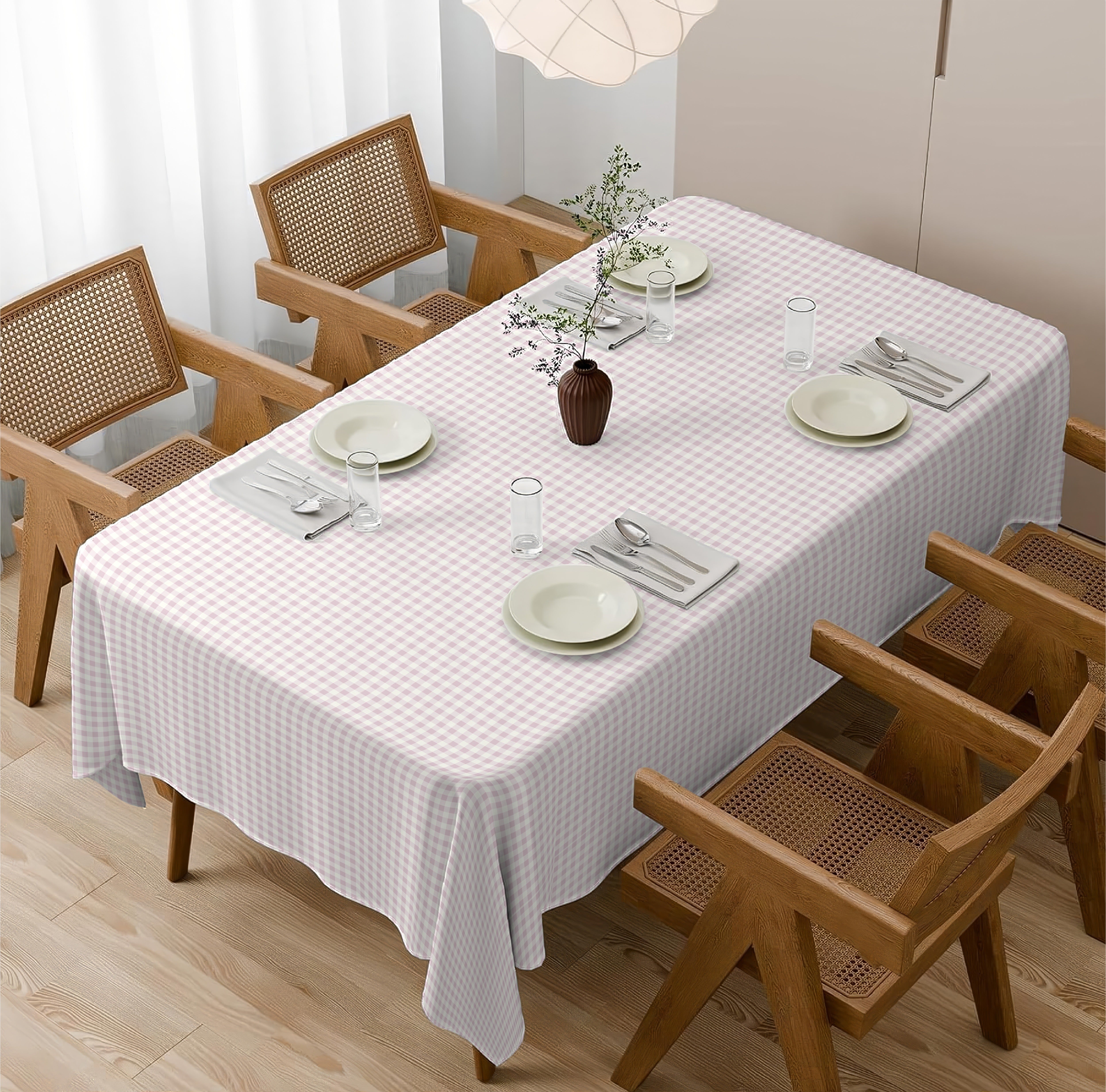 GINGHAM CHECKS PINK TABLE CLOTH
