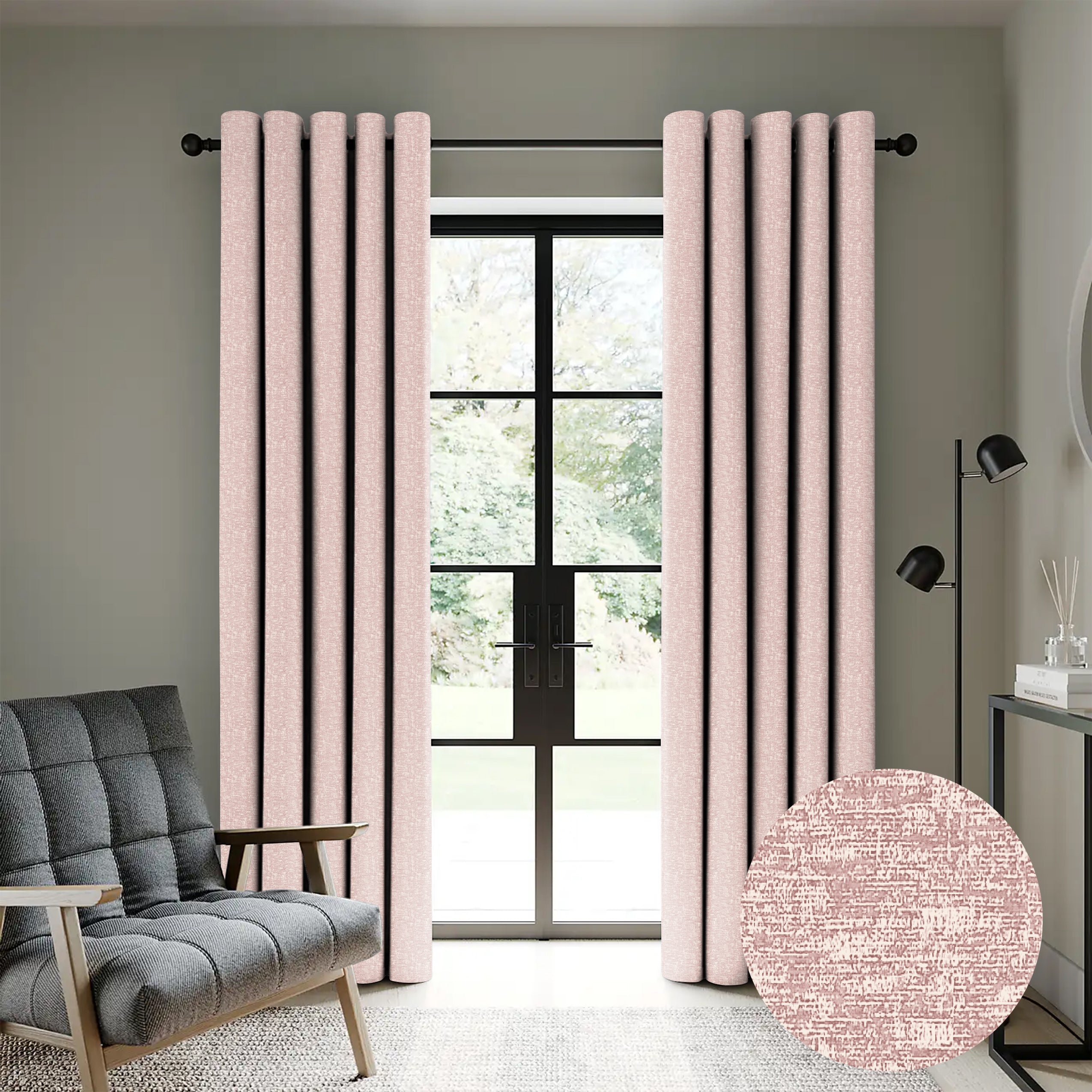 SUNBLOCK TEXTURE LASA BABY PINK BLACKOUT CURTAIN
