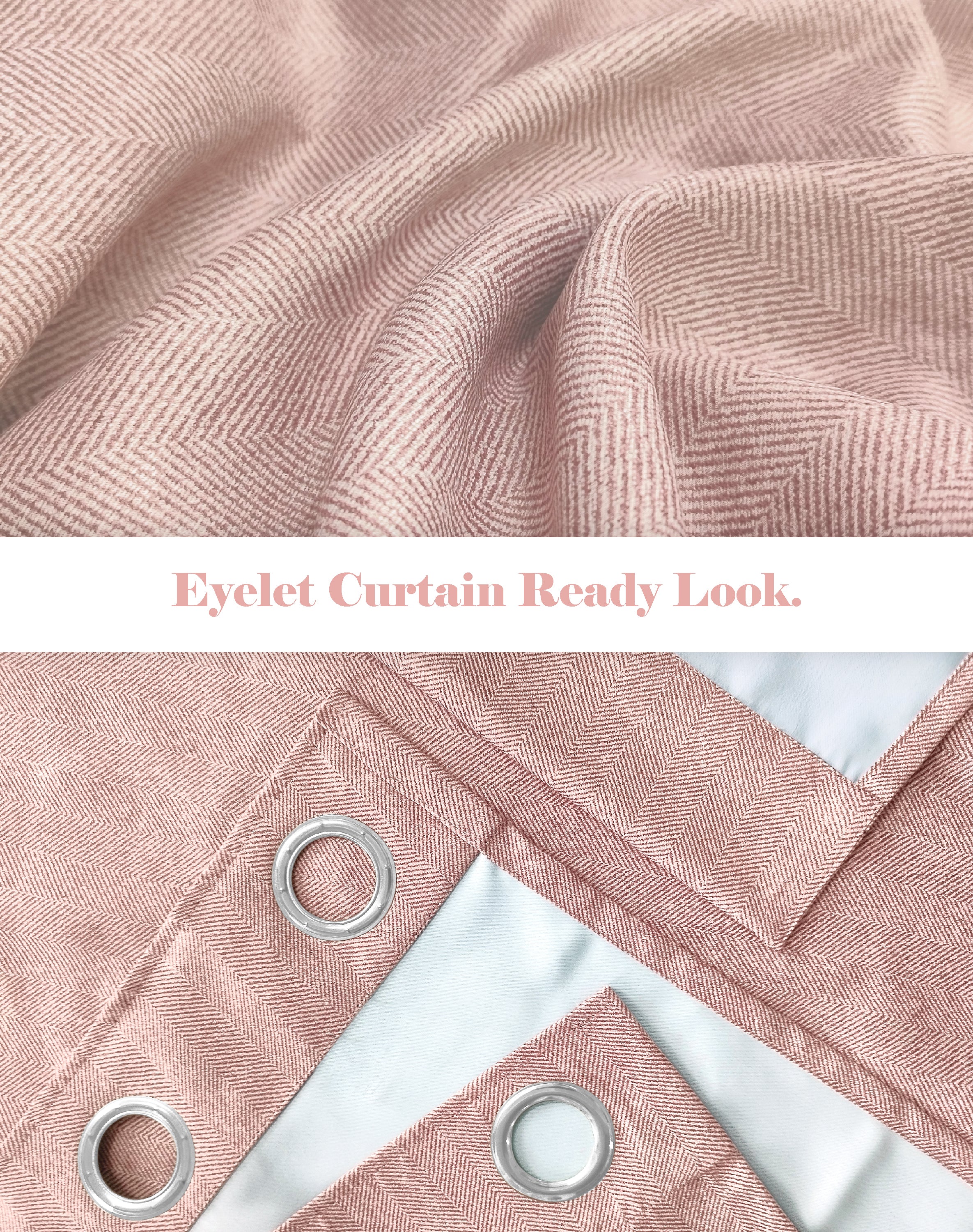 TWILLBONE BABY PINK PRINTED BLACKOUT CURTAINS