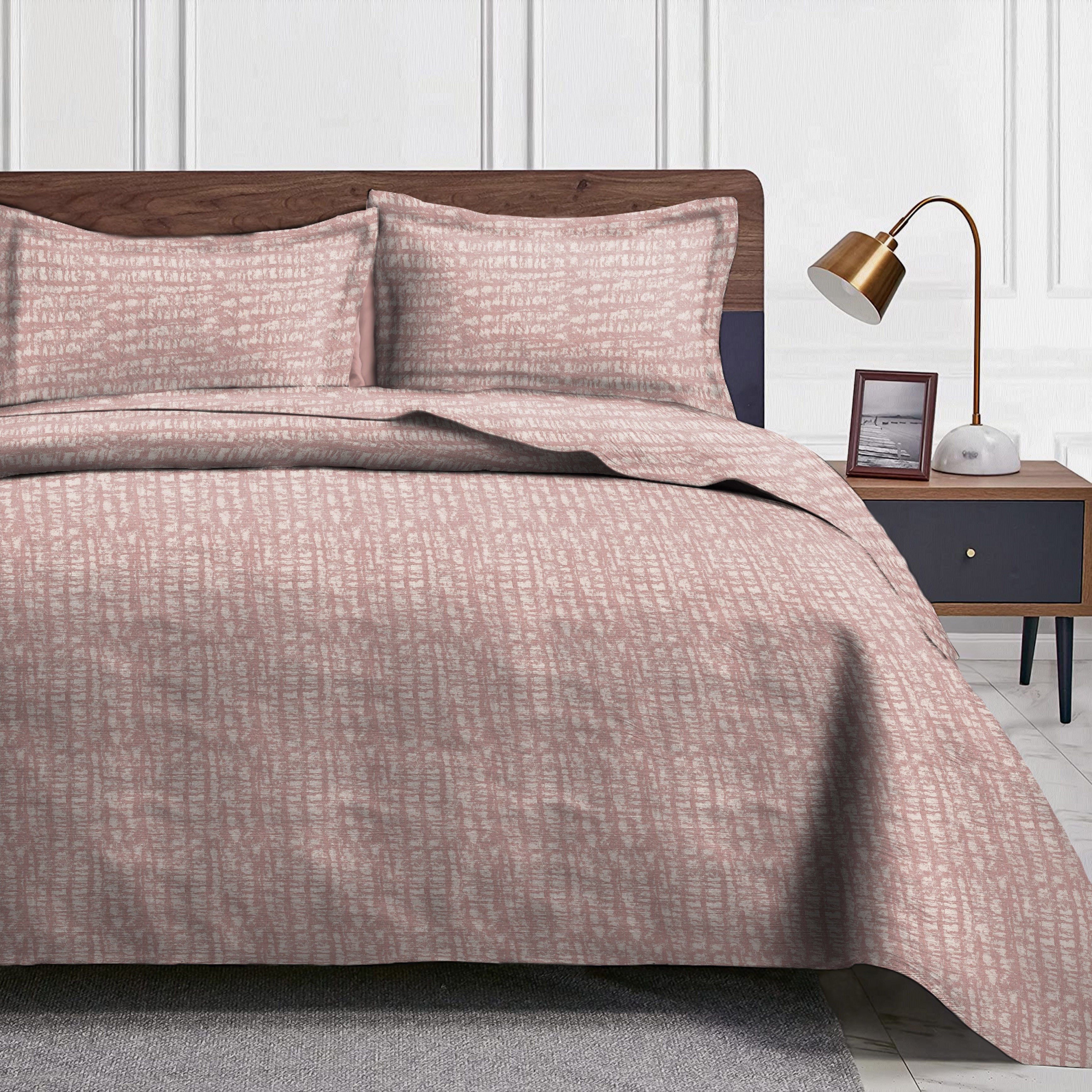Valencia Baby Pink Bedcover for Double Bed with 2 Pillow Covers King Size (104" X 90") Bedspread Premium Sheeting for Bed