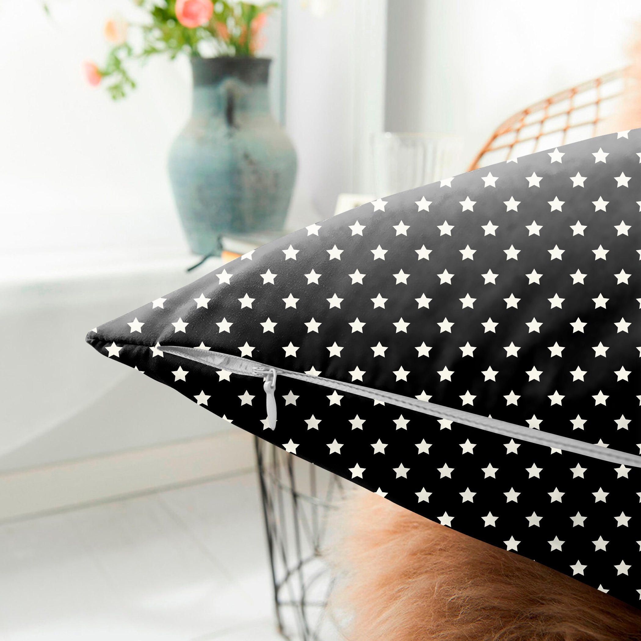 Spring Gallery Black Digital Printed Cushion Cover (Pack of 2)