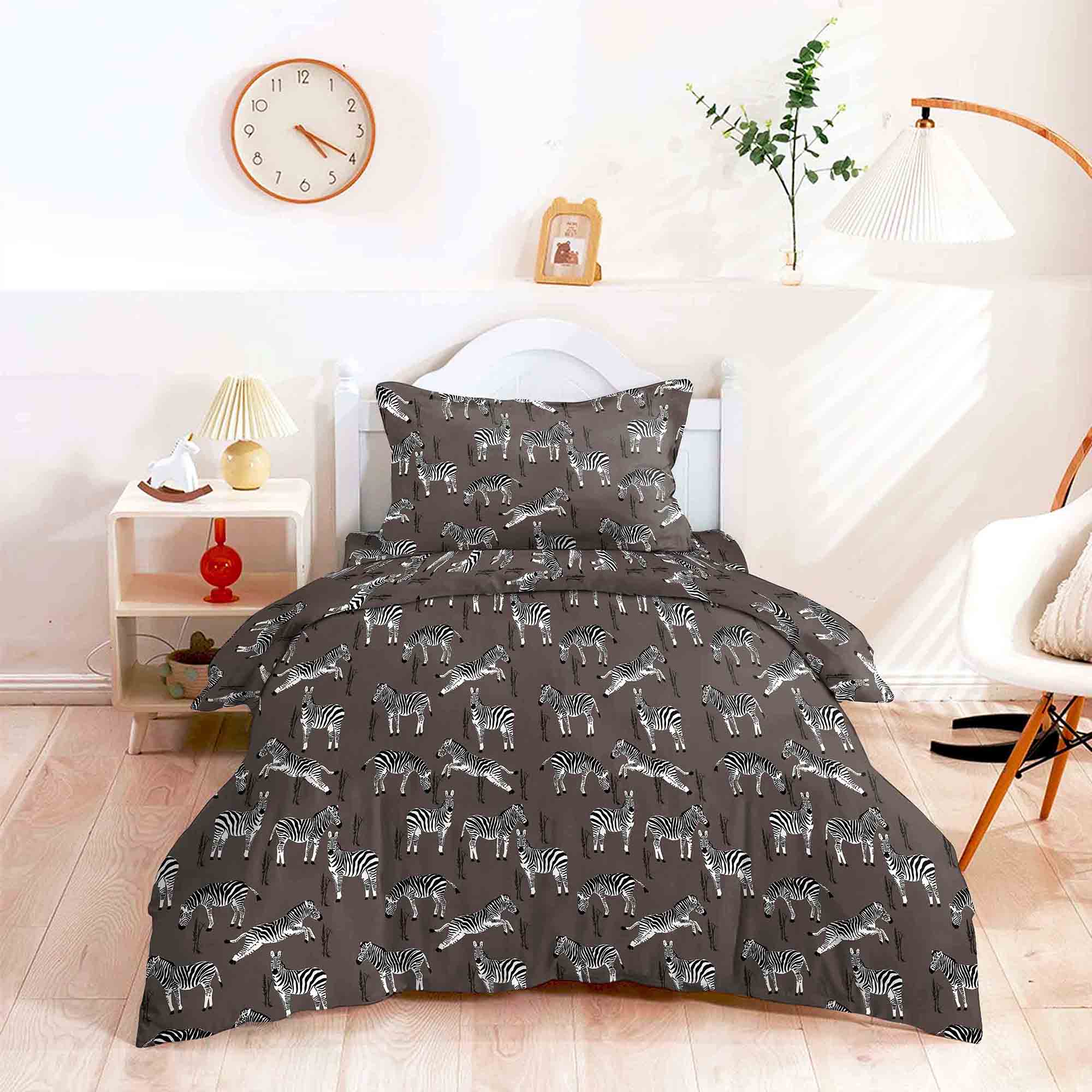 Zebra Black Cow Bedcover for Single Bed with Pillow Covers King Size (60" X 90")