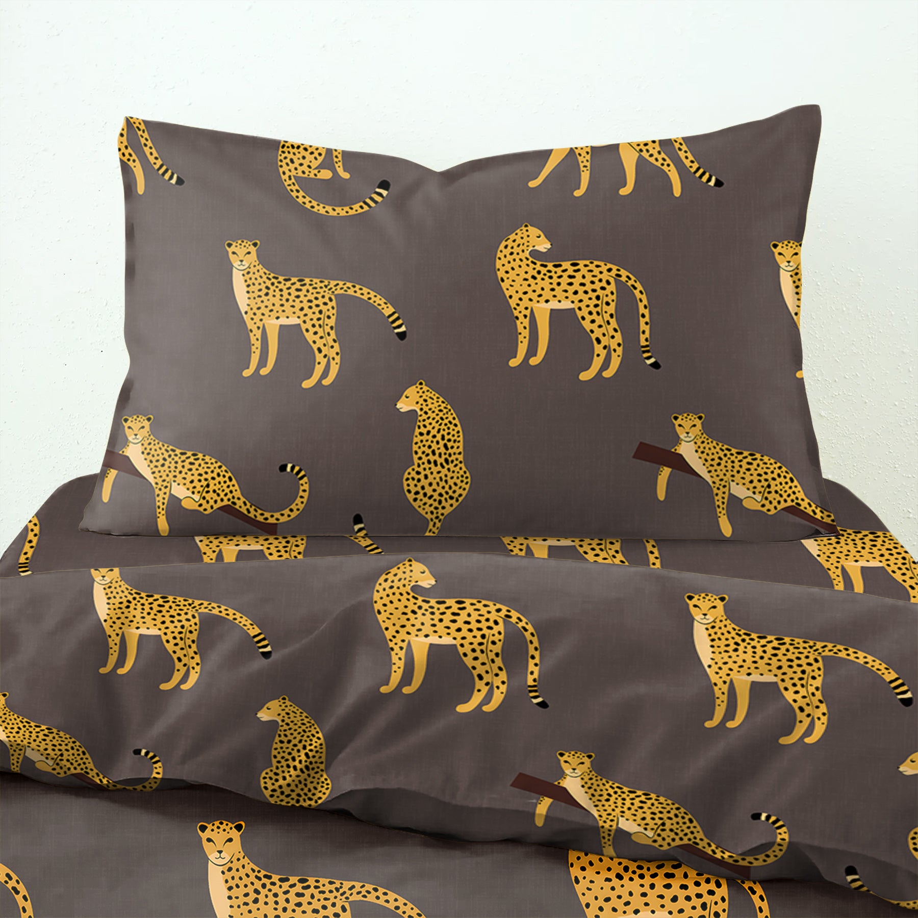 Leopard Black Cow Bedcover for Single Bed with Pillow Covers King Size (60" X 90")