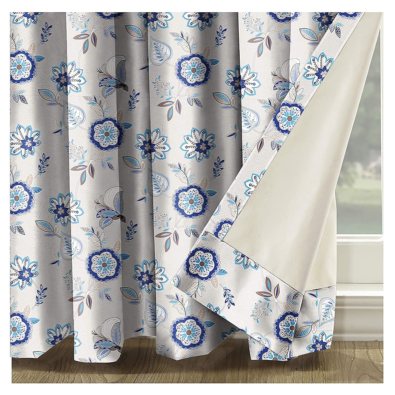 BEAU BLUE CURTAIN BLACKOUT PRINTED FOR LIVING & BEDROOMS