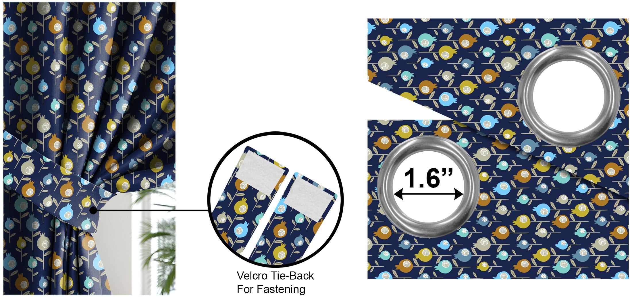 MARS BLUE PRINTED BLACKOUT CURTAIN