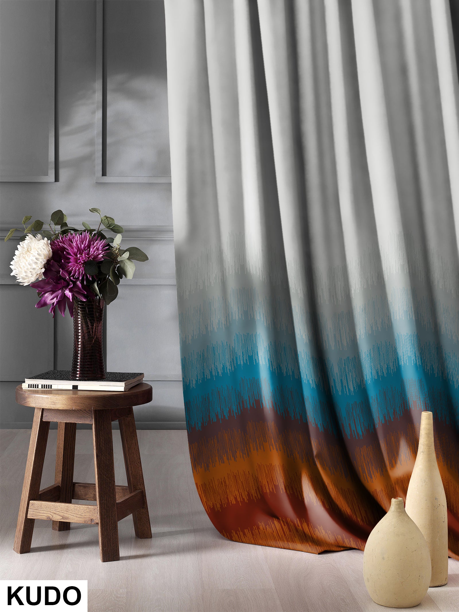 KUDO BLUE CURTAINS BLACKOUT PRINTED