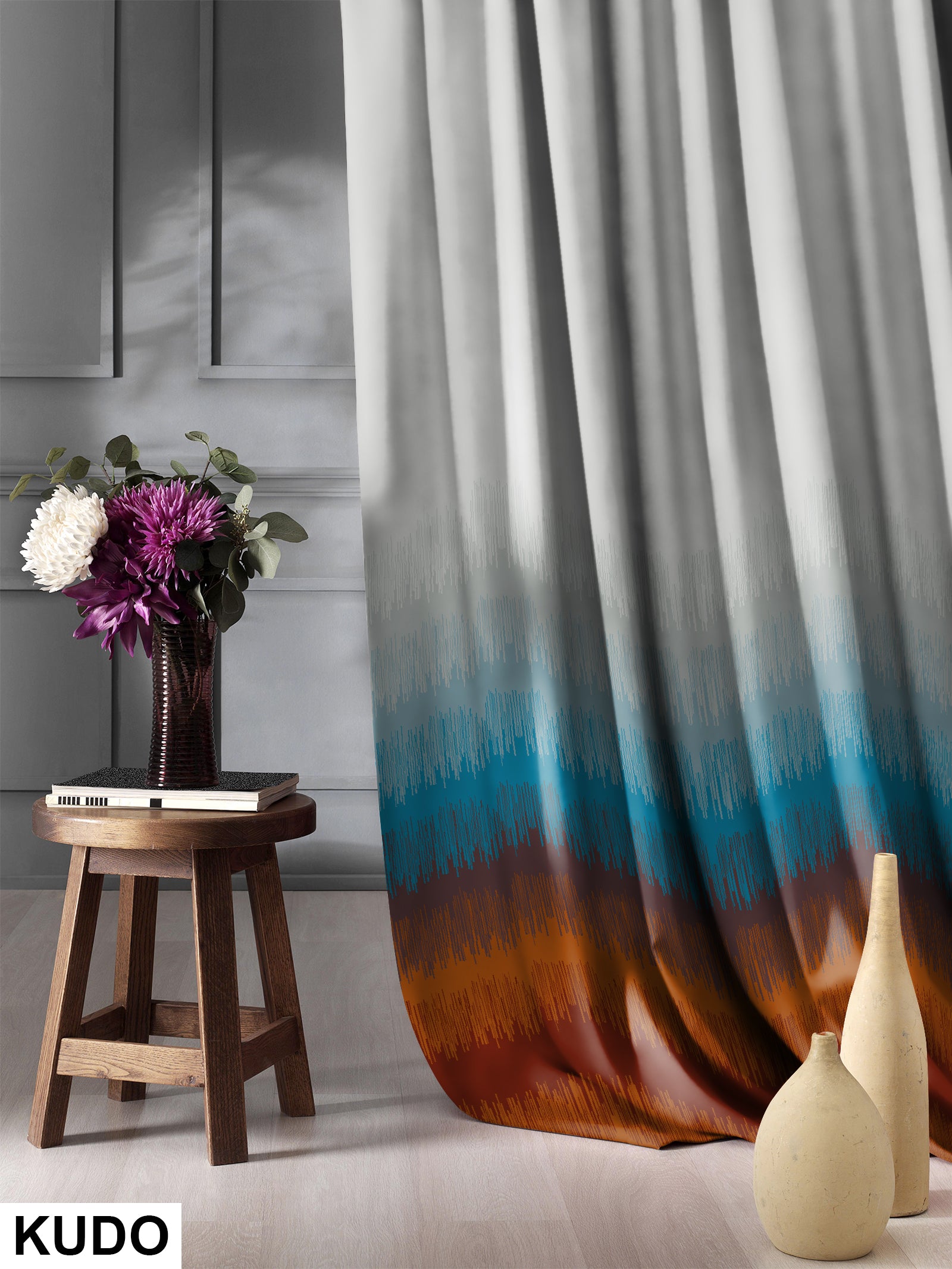 KUDO BLUE CURTAIN BLACKOUT PRINTED