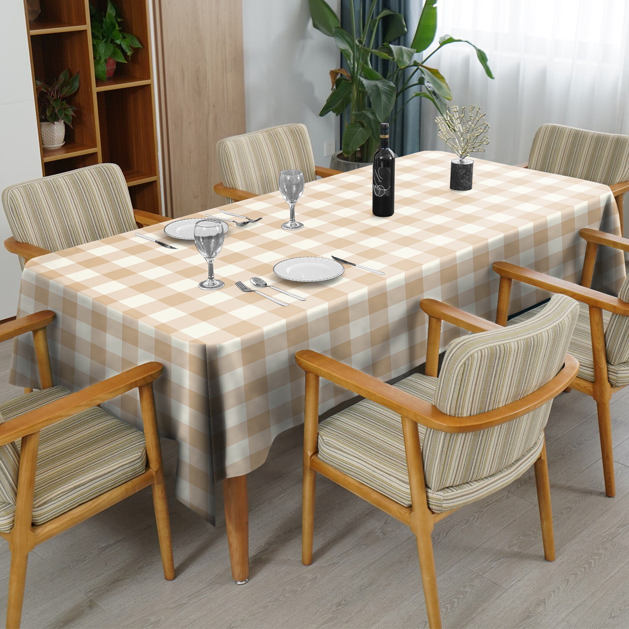 SPRING GALLERY BIG CHECK BRANDY 6 Seater Table Cloth