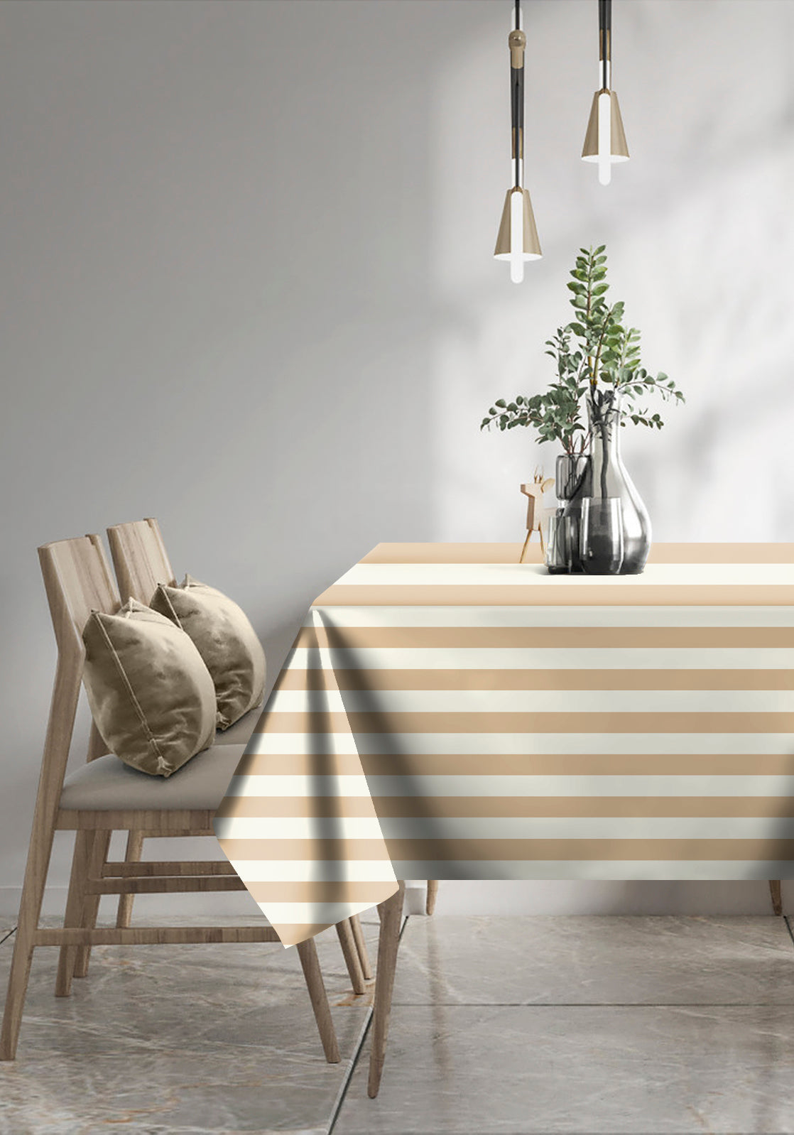 SPRING GALLERY BIG STRIPE Brandy 6 Seater Table Cloth