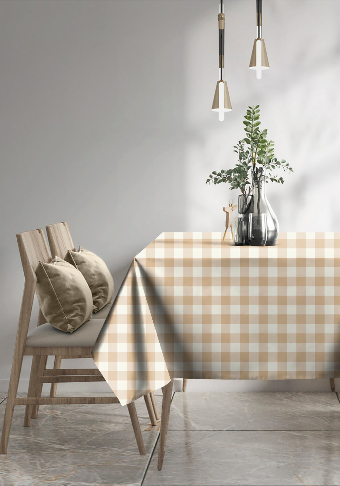SPRING GALLERY BIG CHECK BRANDY 6 Seater Table Cloth