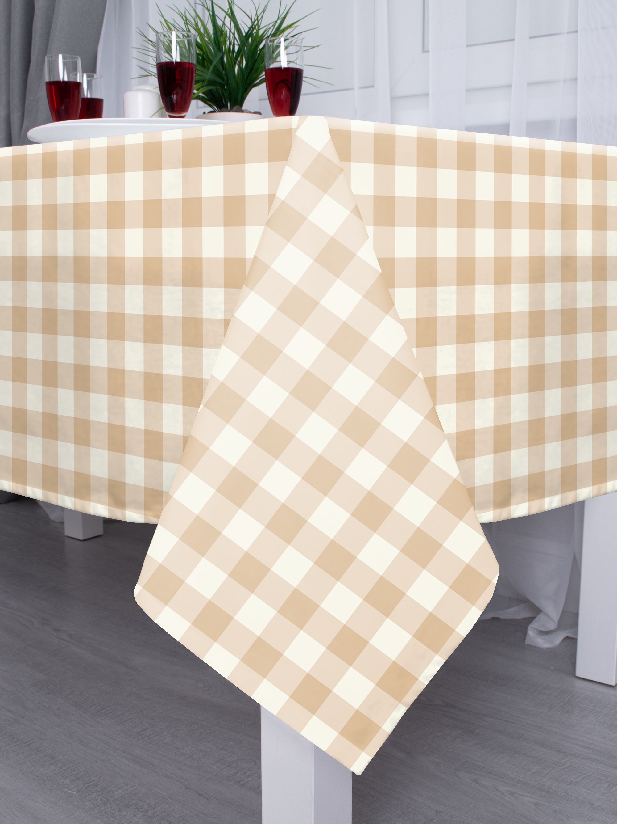 SPRING GALLERY BIG CHECK BRANDY 6 Seater Table Cloth