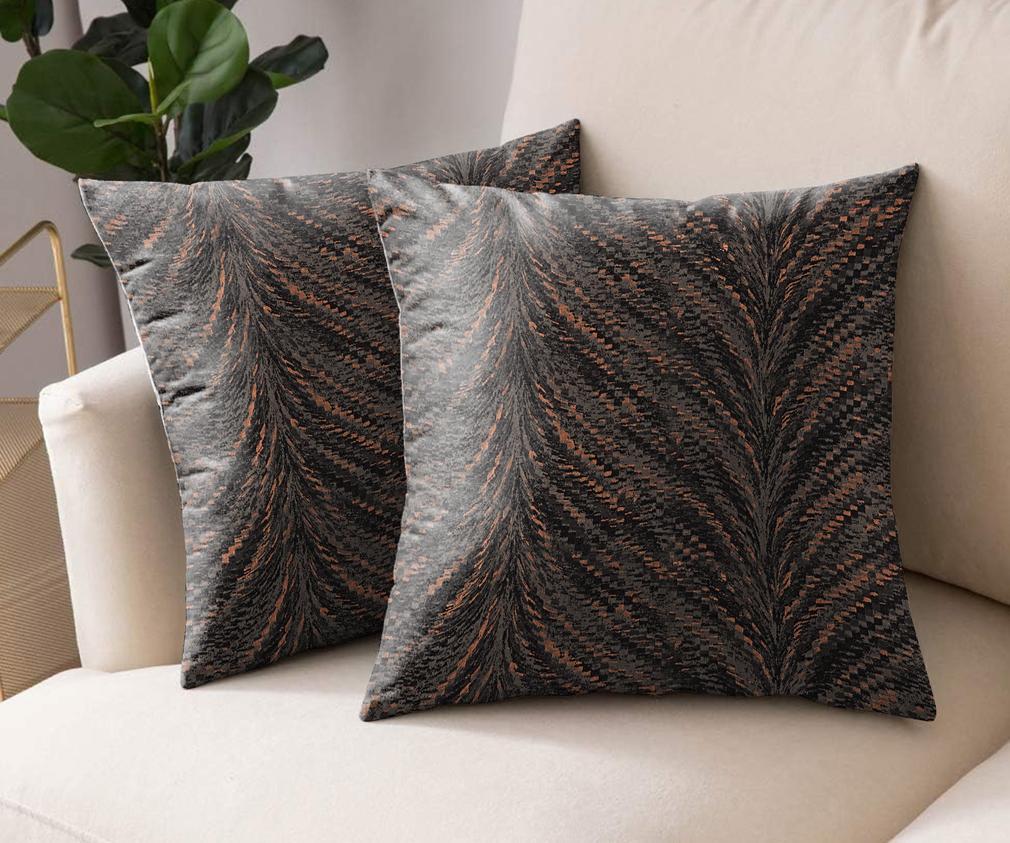 LUXOR BRONZE DIGITAL PRINTED CUSHION COVER (Pack of 2)