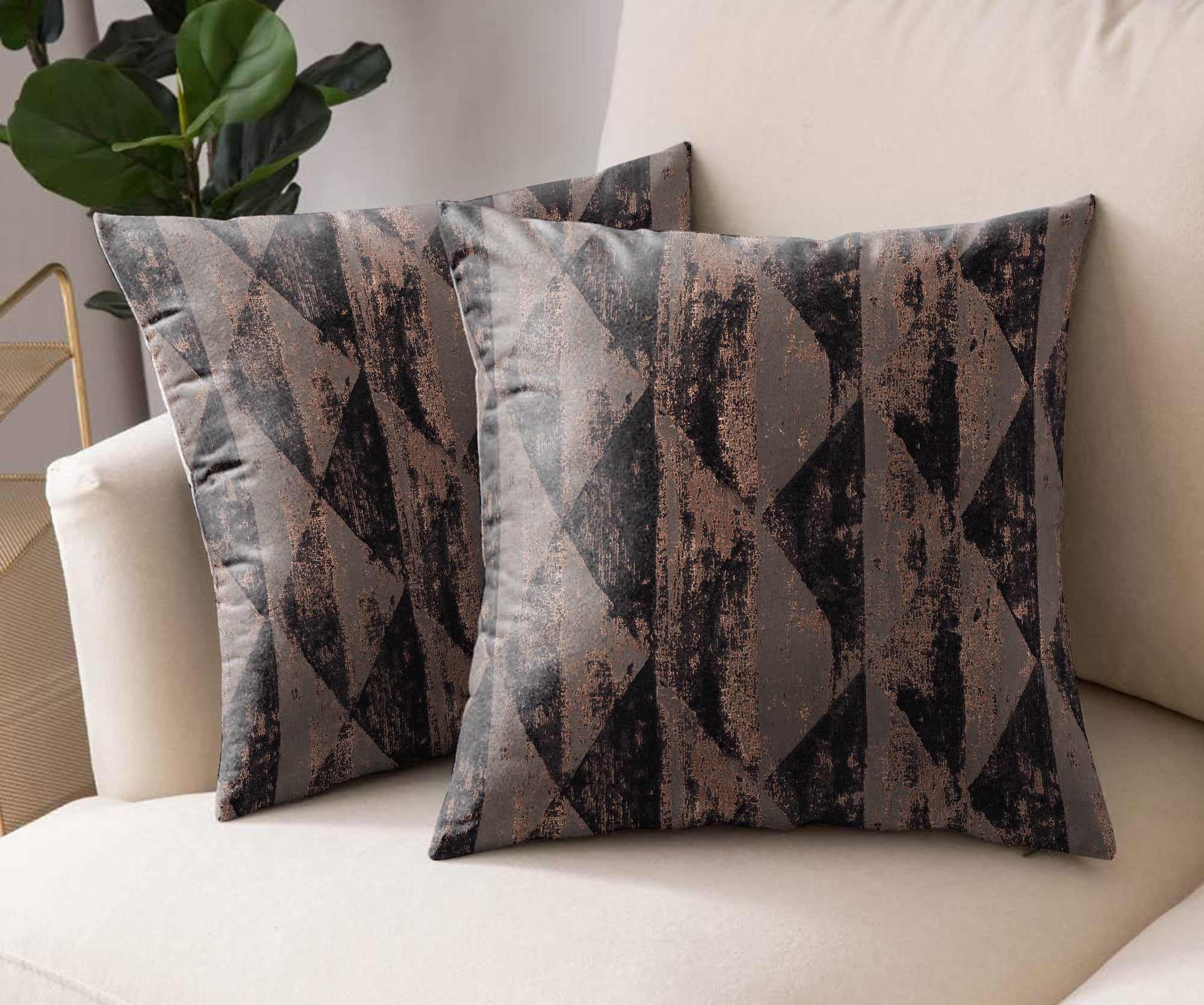 MYSTIQUE BRONZE DIGITAL PRINTED CUSHION COVER (Pack of 2)