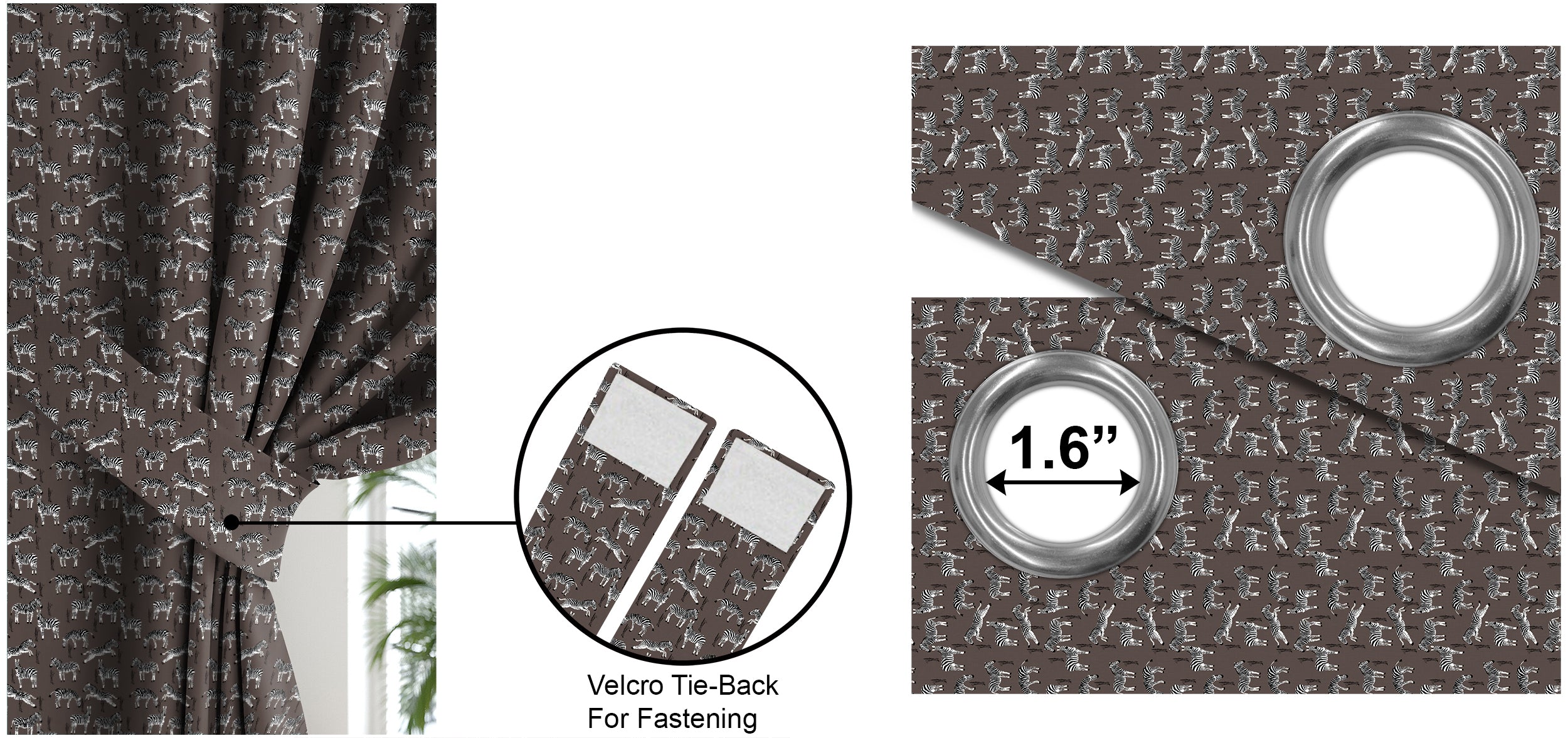 Zebra Brown Blackout Curtains