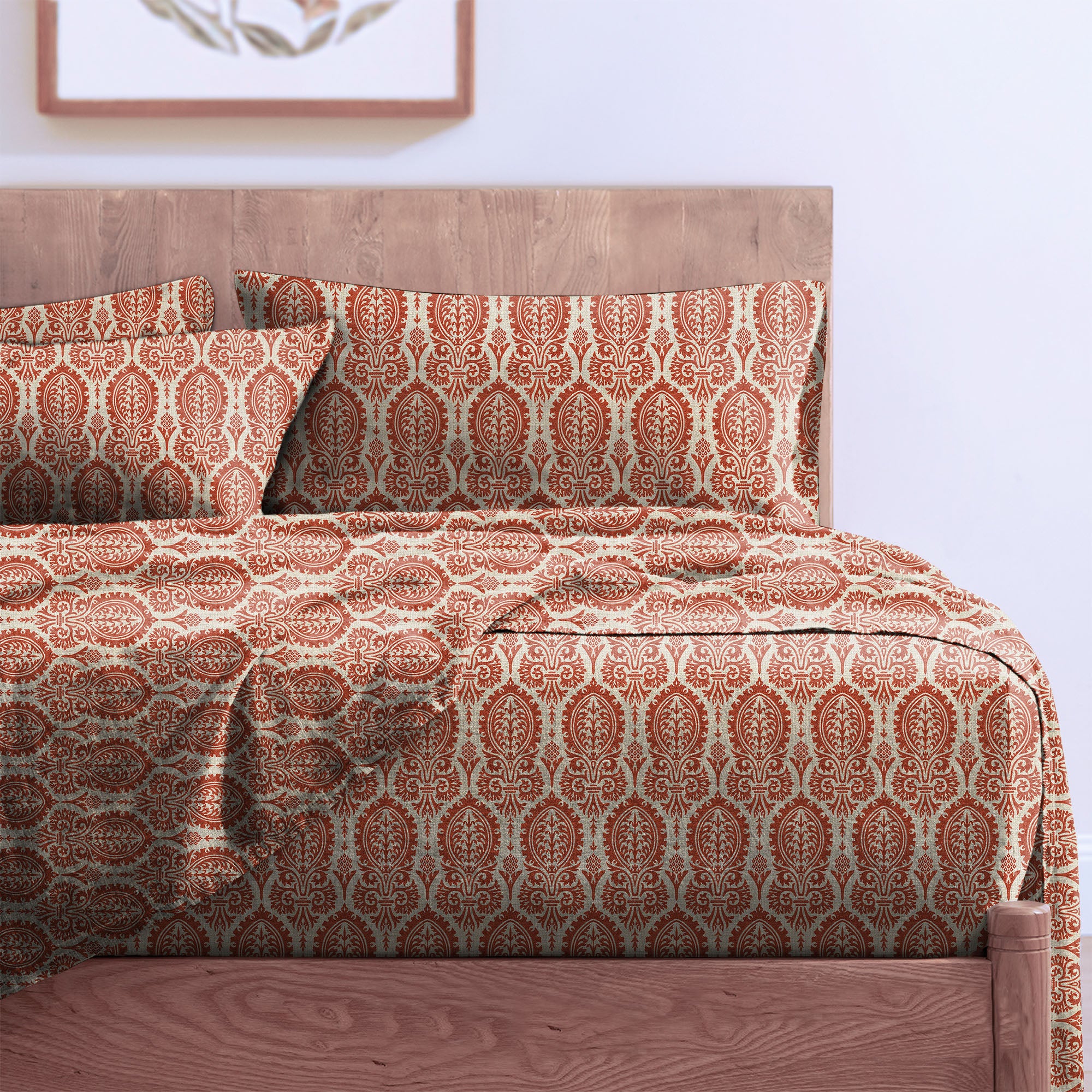 Manchester  Brownish Red Bedcover for Double Bed with 2 Pillow Covers King Size (104" X 90")