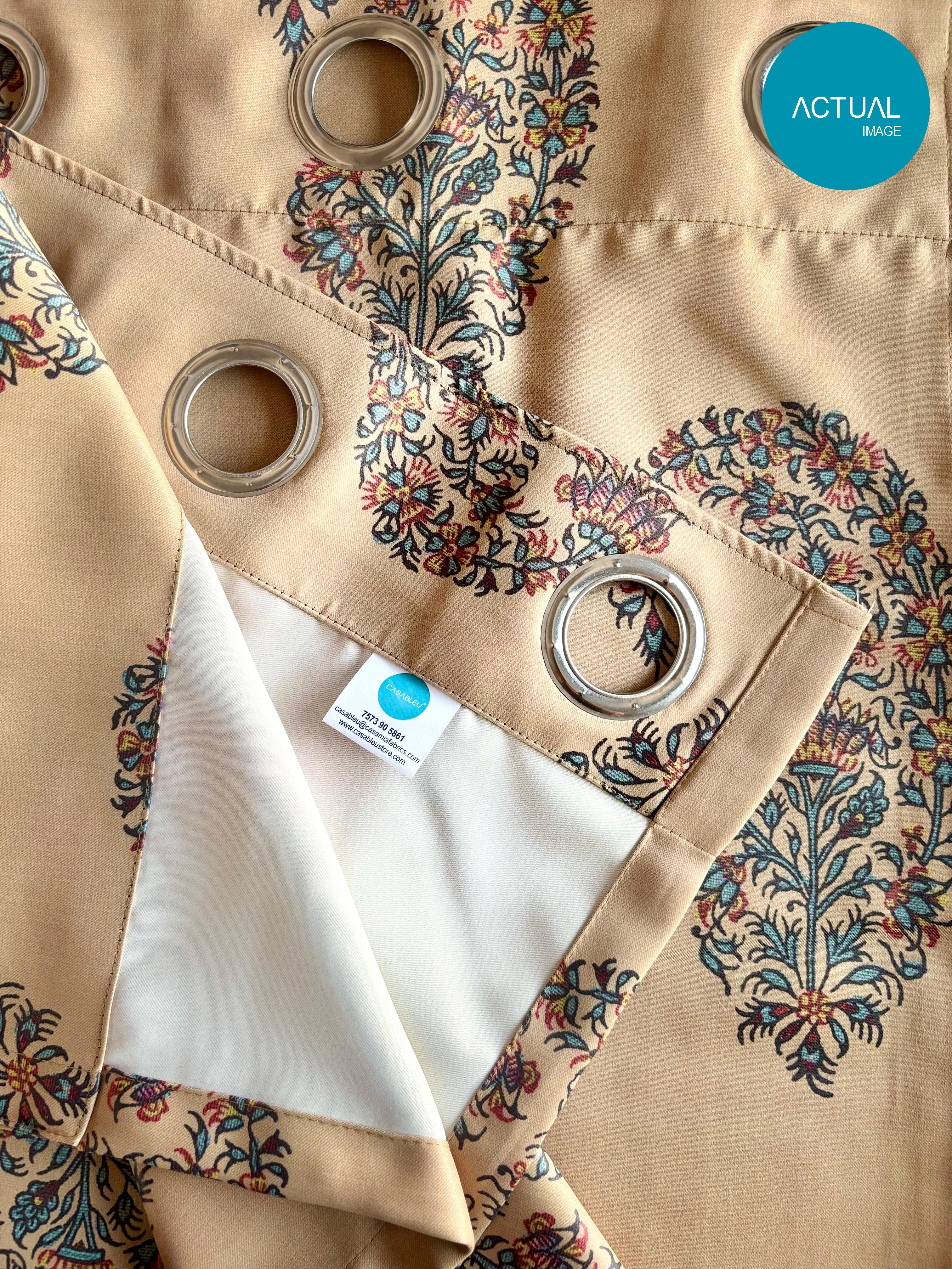 CALYX YELLOW PRINTED BLACKOUT CURTAIN