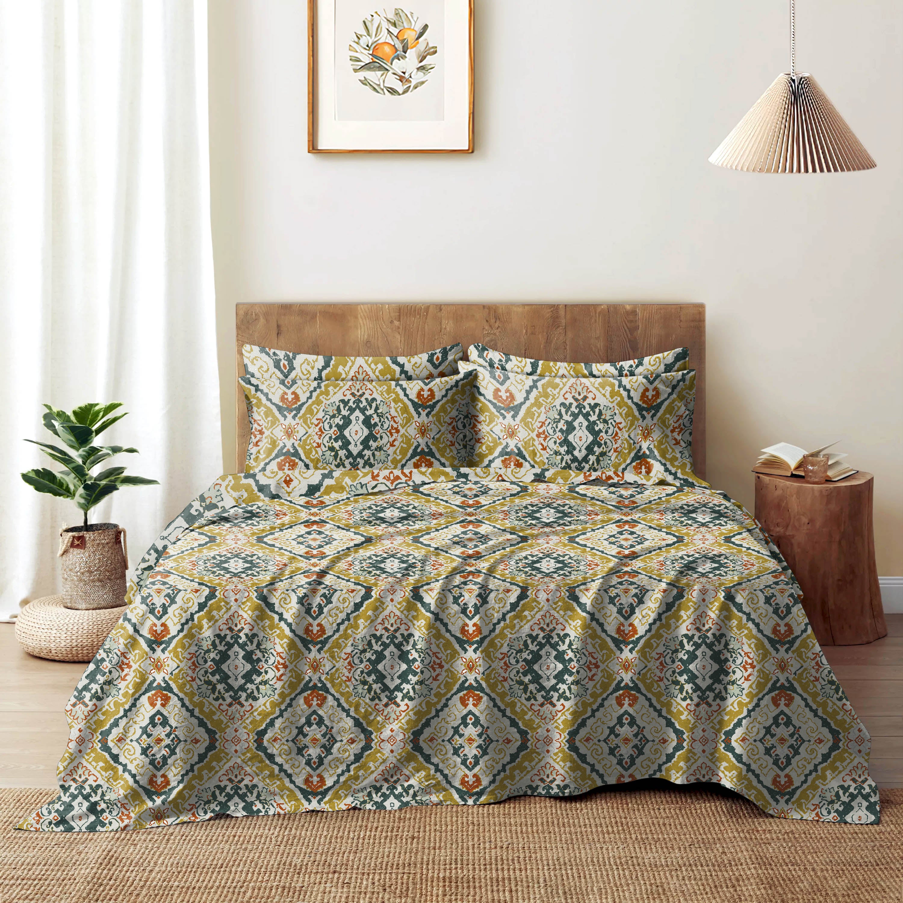 MOROCCO CORN BEDSHEET FOR DOUBLE BED WITH 2 PILLOWCOVERS SIZE (104" X 90")