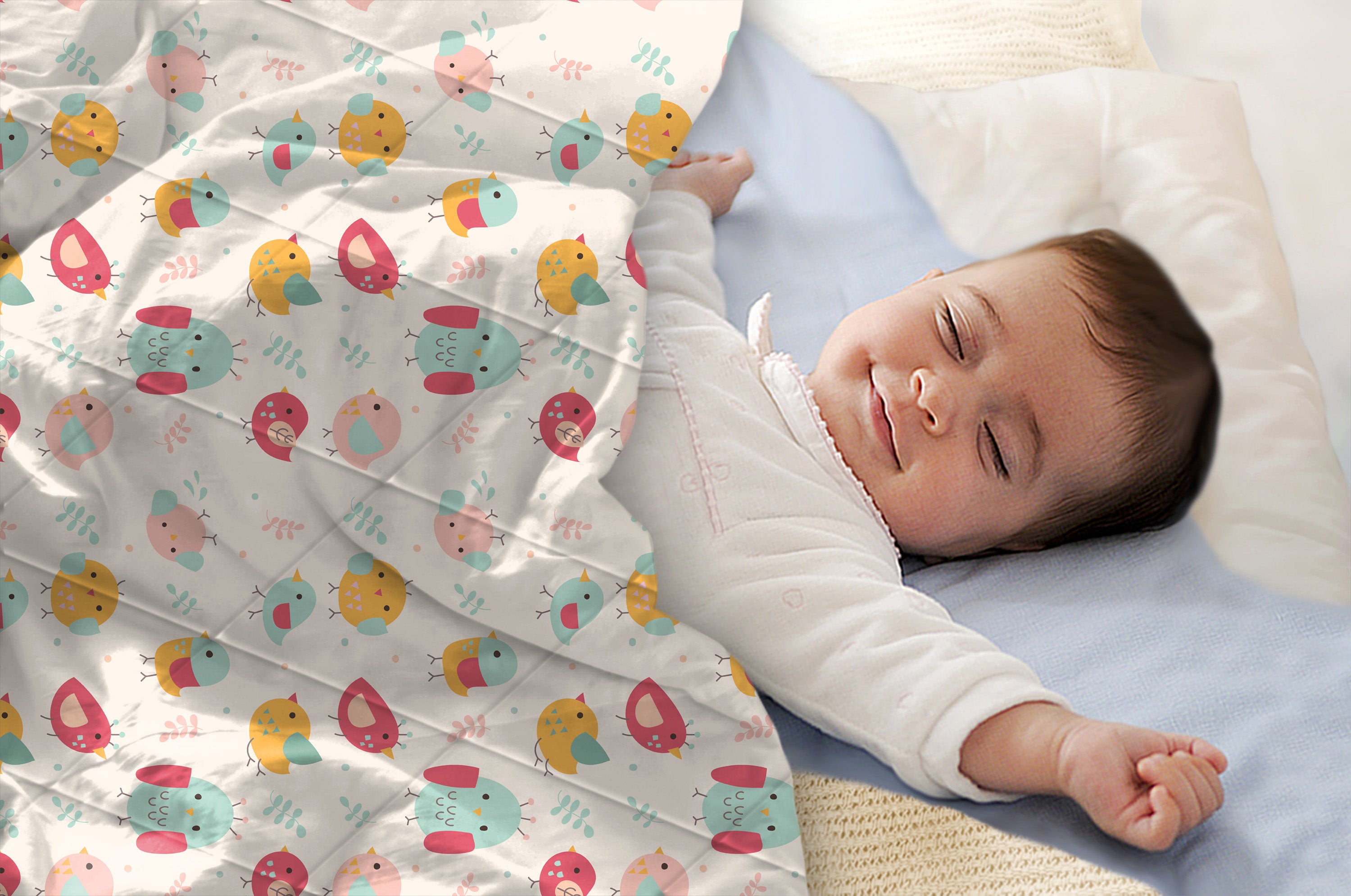 Birdo Baby Super Soft Microfiber Reversible All Season Use Blanket (42" X 30")(0-2 Years)(Cream)