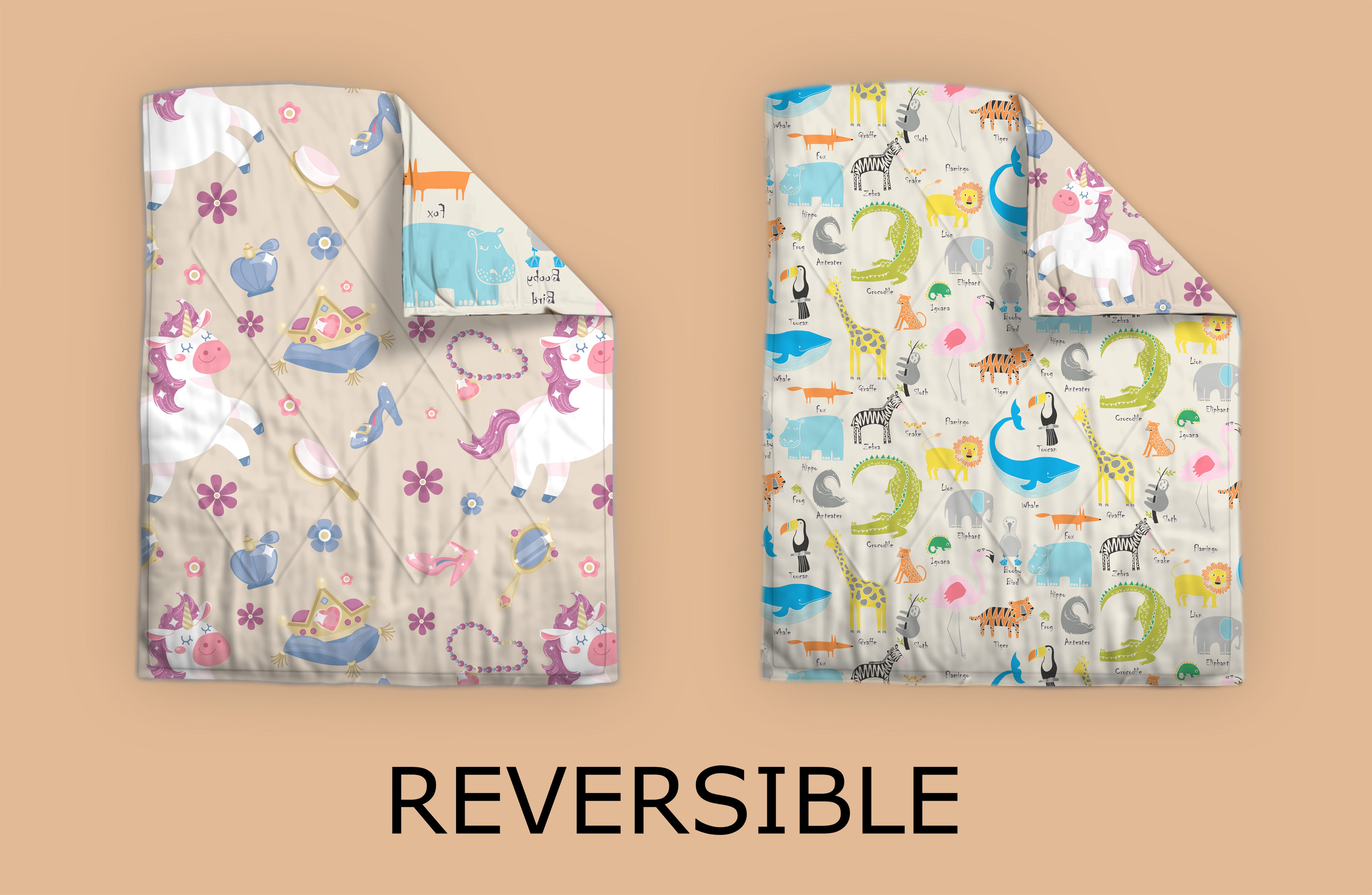 Magical Animals Baby Super Soft Microfiber Reversible All Season Use Blanket (42" X 30")(0-2 Years)(Cream)