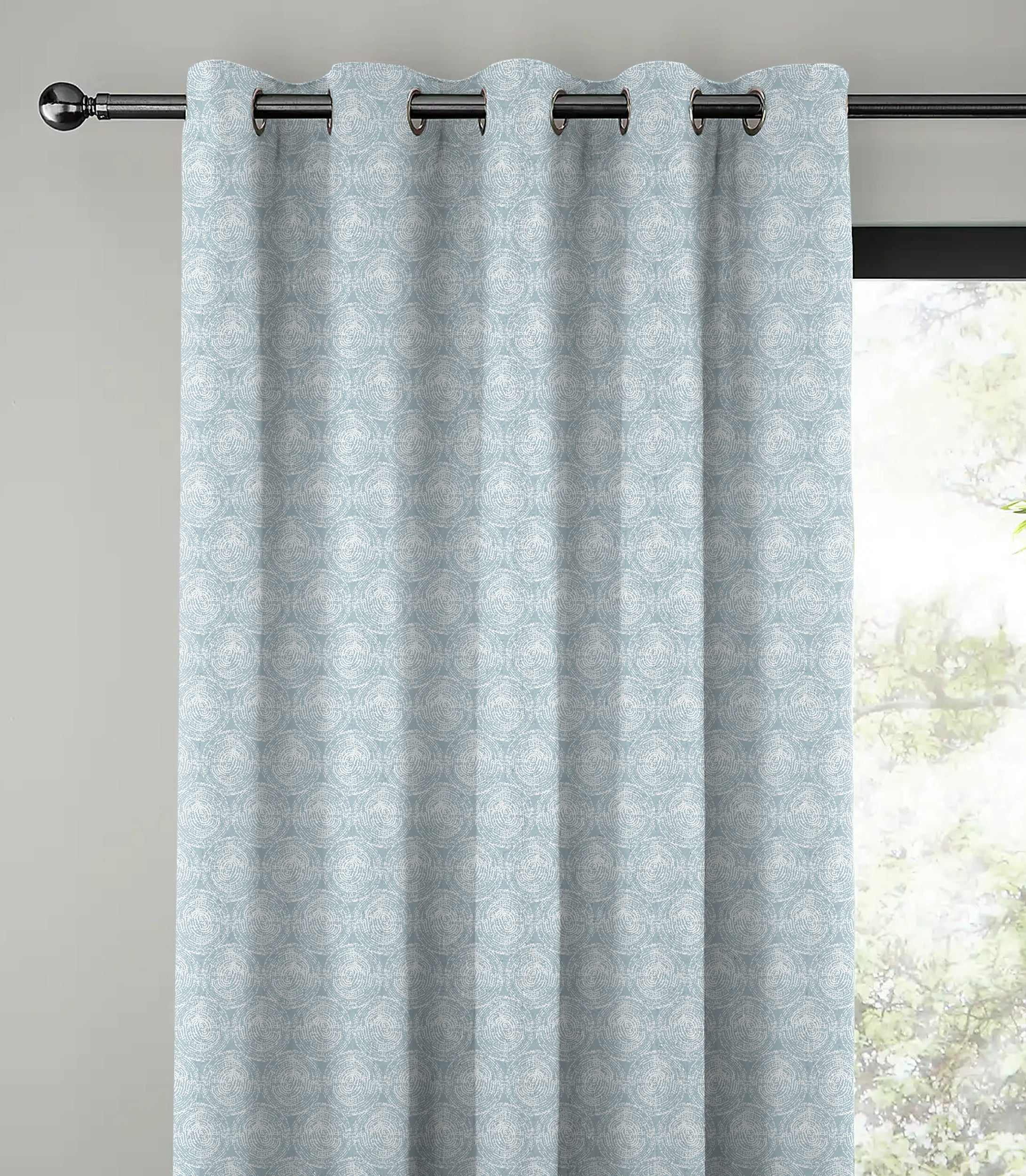 FUSION ICE BLUE CURTAIN PRINTED FOR LIVING & BEDROOMS