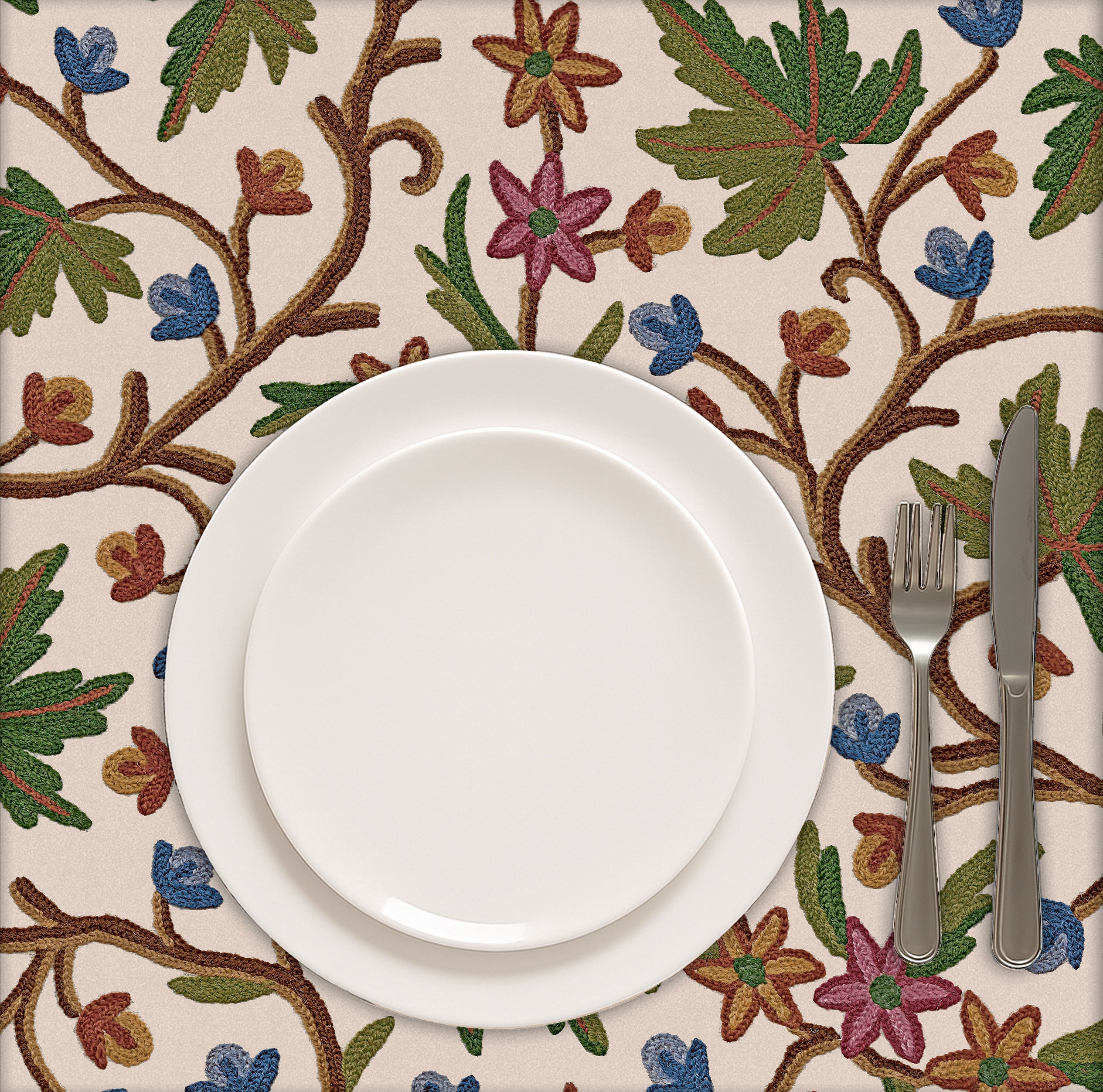 KASHMIRI LEAF GREEN TABLE CLOTH