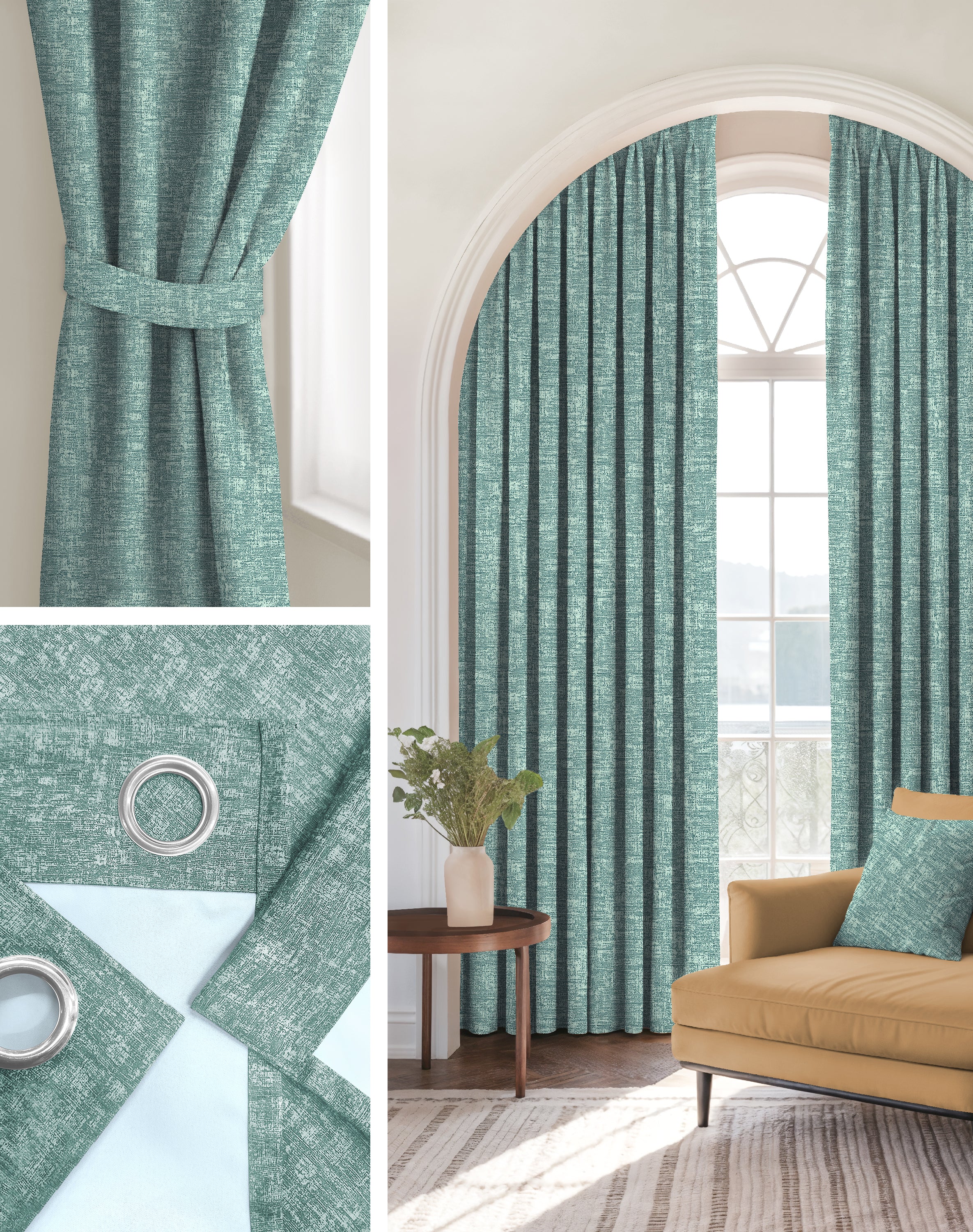 LIVA SEA GREEN DIGITAL PRINTED BLACKOUT CURTAINS