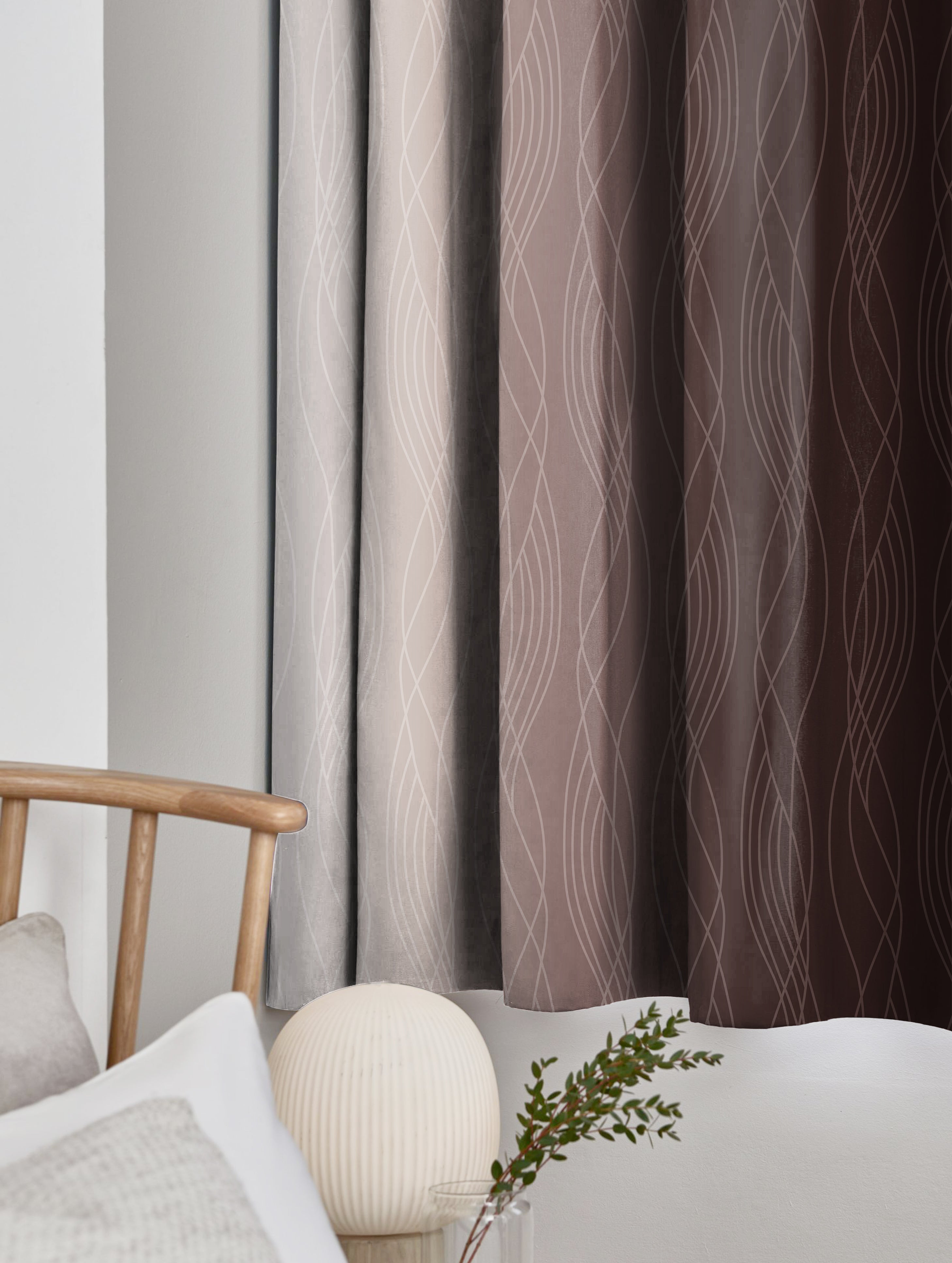 BEVERLEY COFFEE CURTAINS BLACKOUT PRINTED FOR LIVING & BEDROOMS