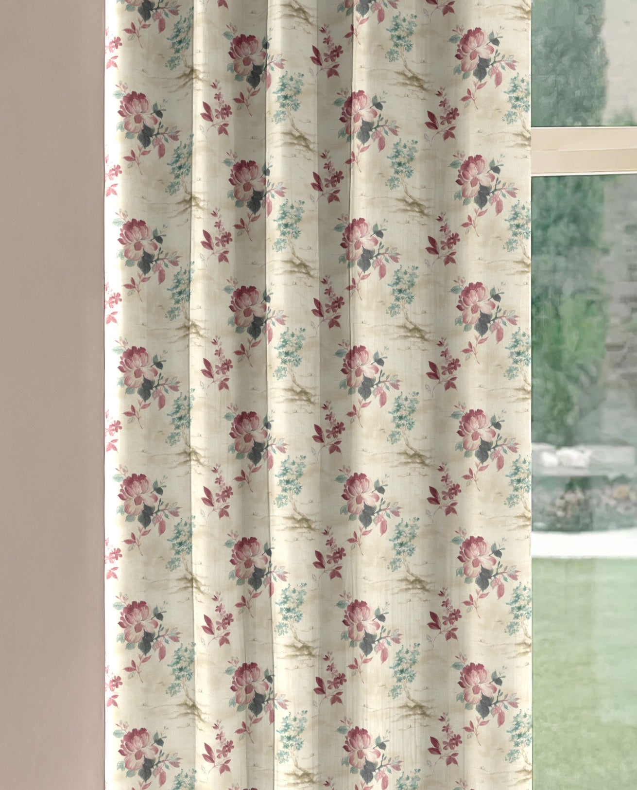 HAZEL PINK PRINTED BLACKOUT CURTAIN