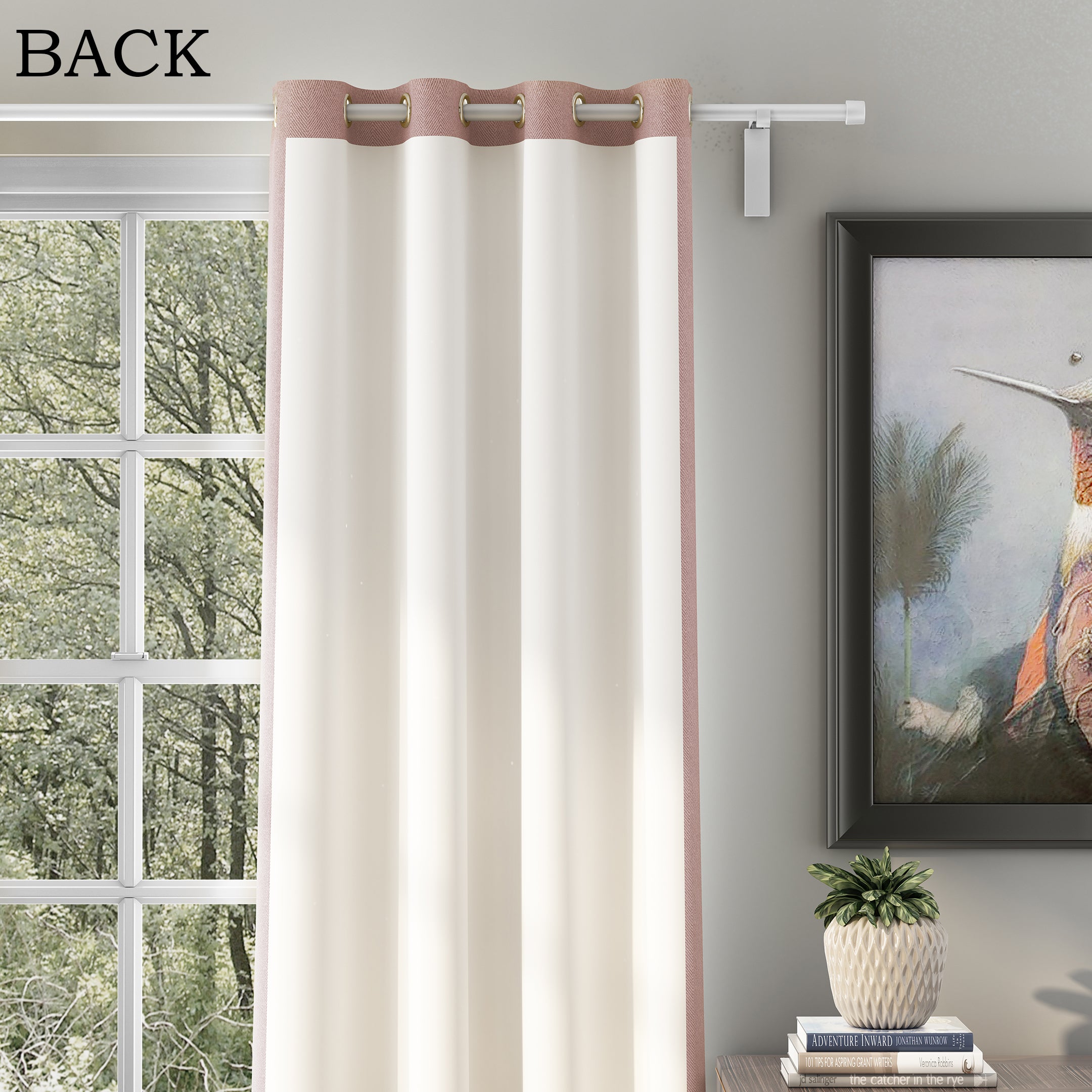 HERRINGBONE BABY PINK BLACKOUT CURTAIN
