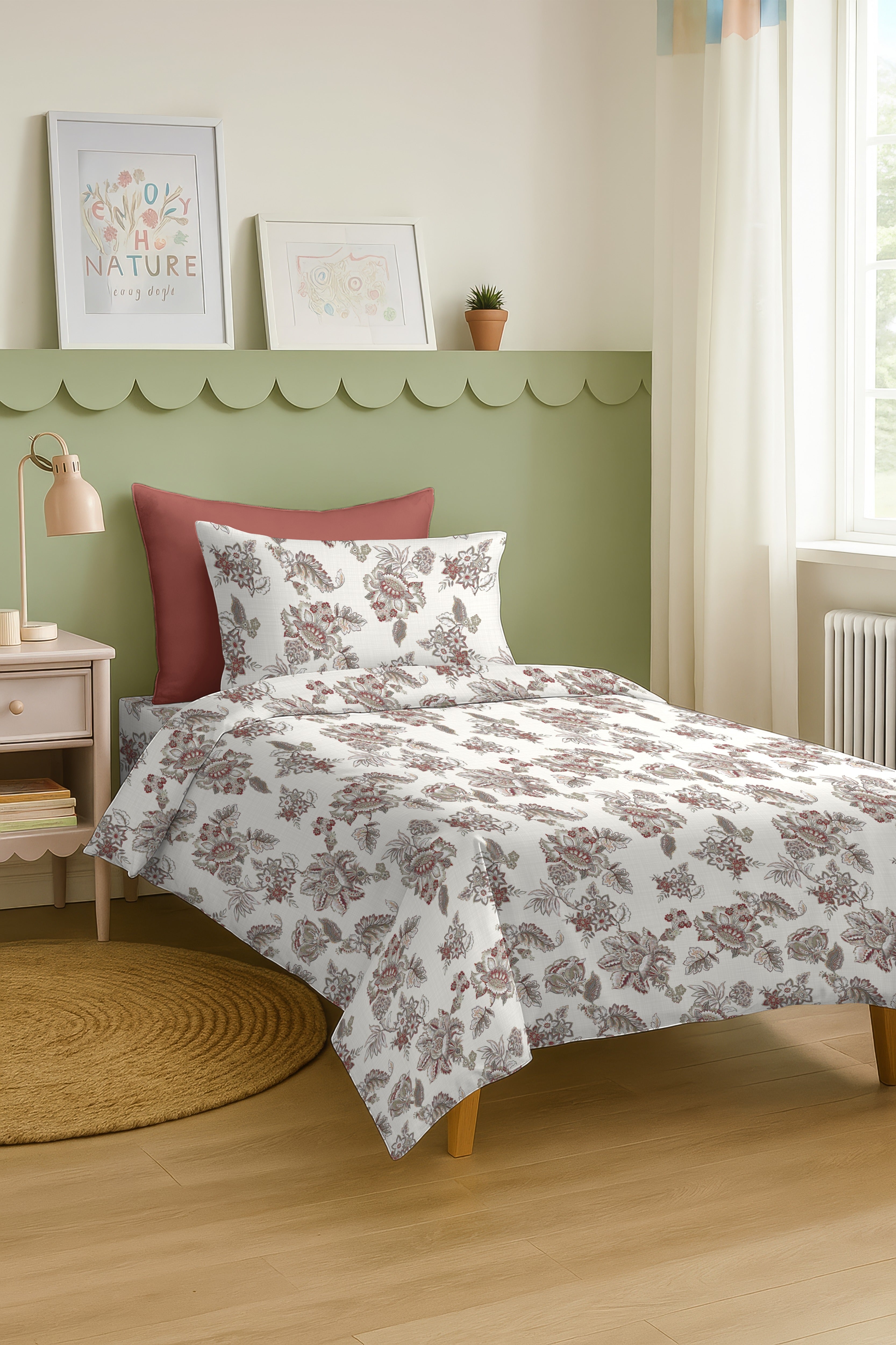 ANZIO RED BEDSHEET WITH PILLOWCOVER