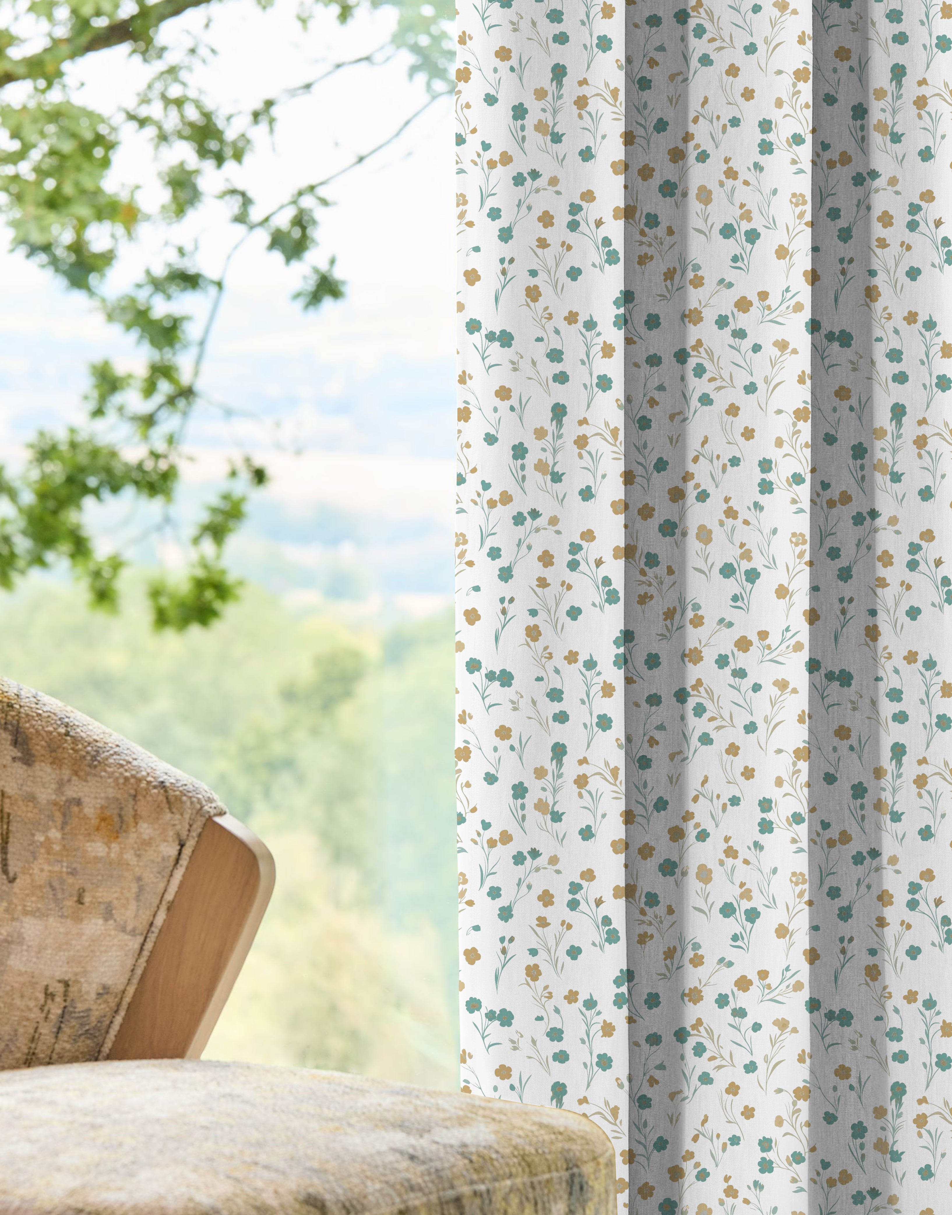 SHIMLA ANTHEM WHITE ROOM DARKENING PRINTED CURTAIN