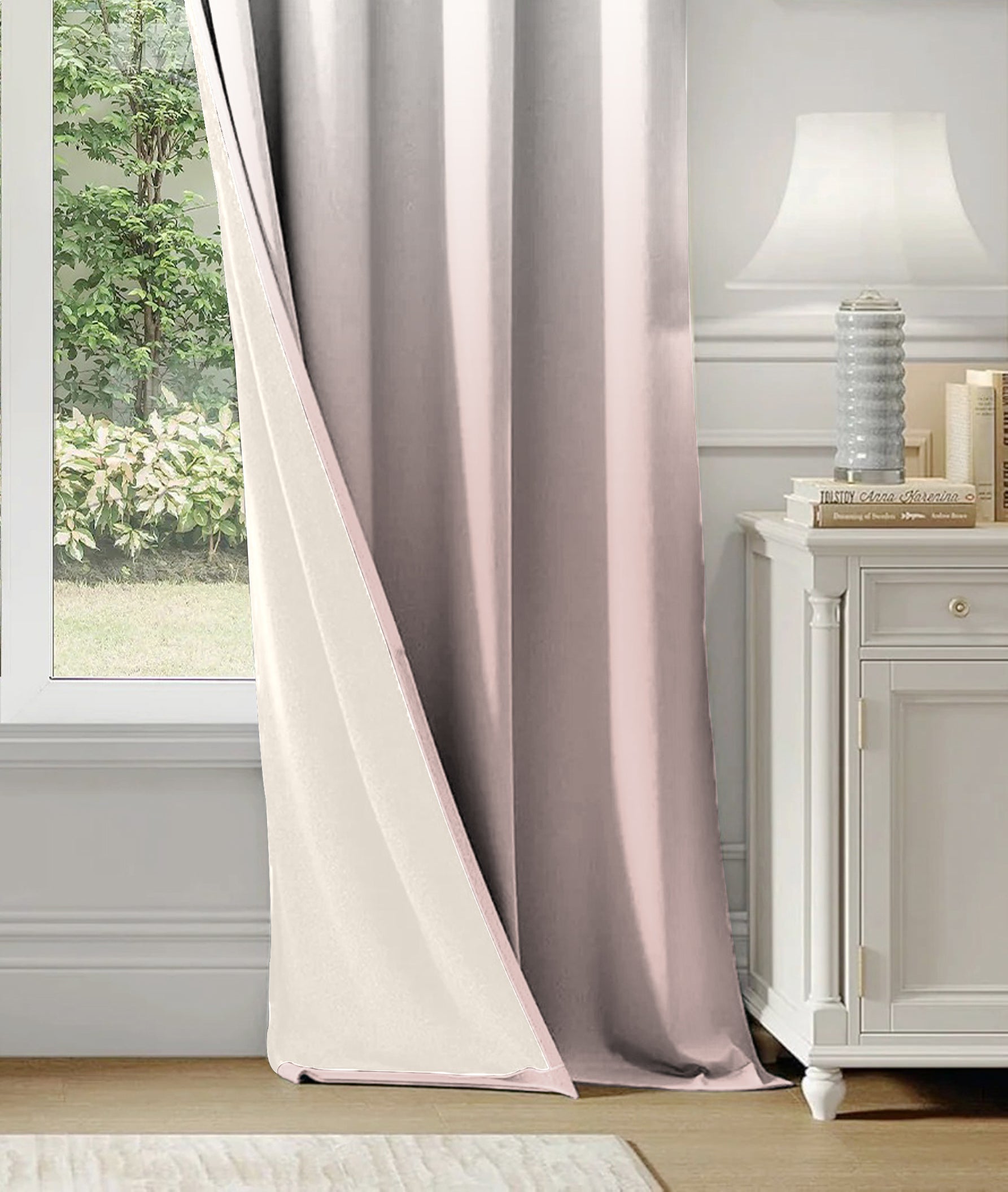AREZZO BABY PINK PRINTED BLACKOUT CURTAIN
