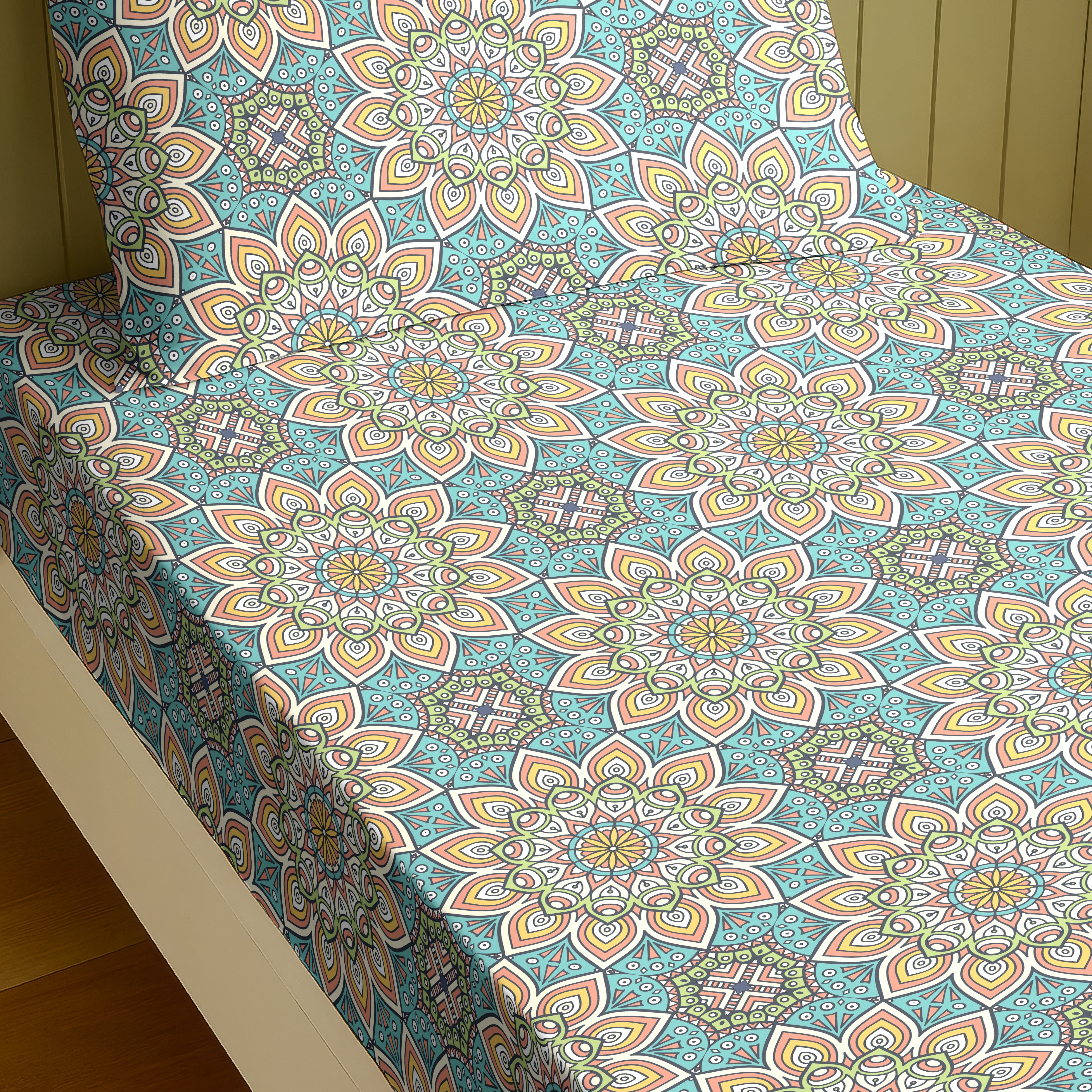 SALEM SKYBLUE COTTON BEDSHEET WITH PILLOWCOVER