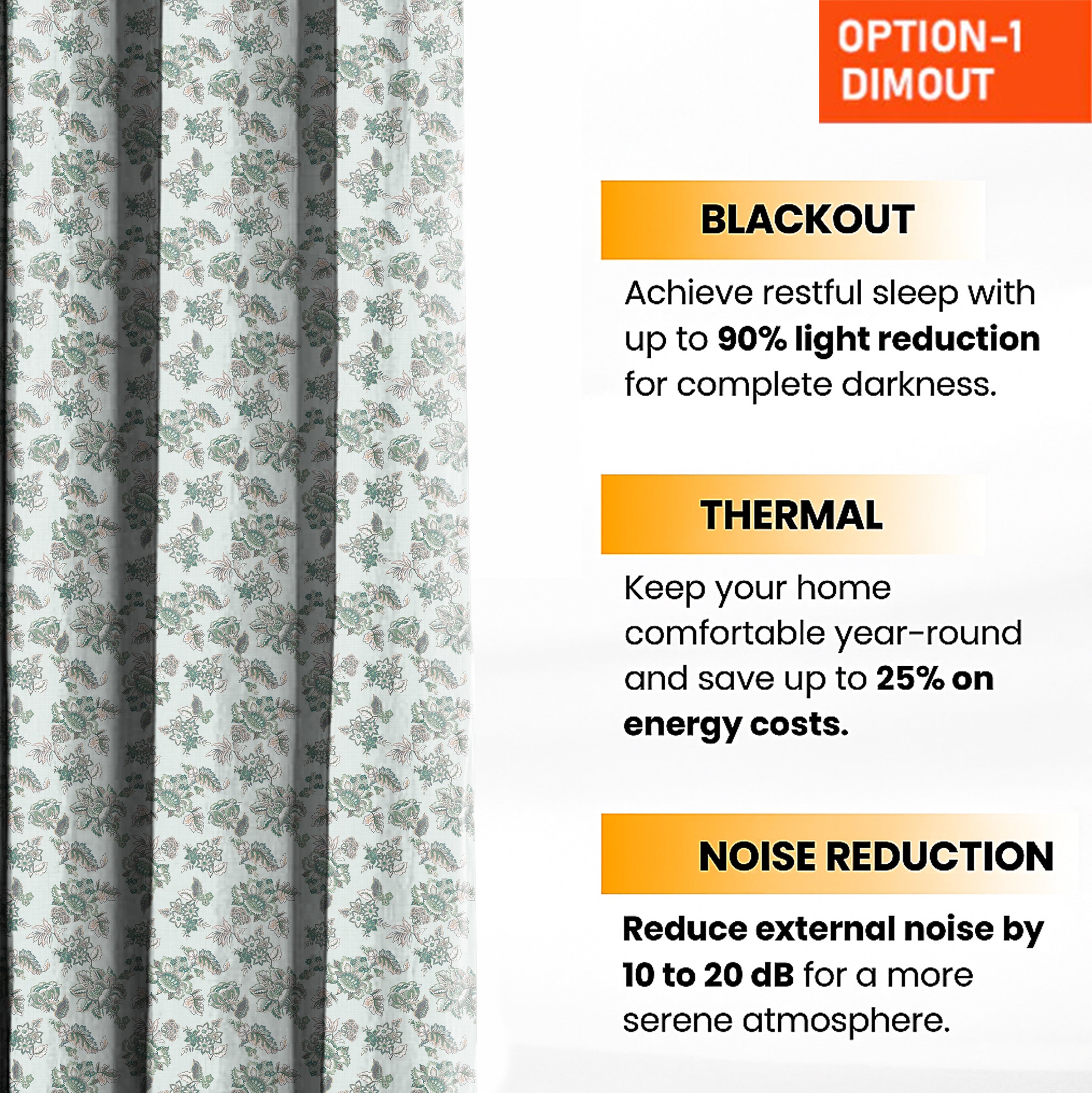ANZIO LIGHTGREEN PRINTED BLACKOUT CURTAIN