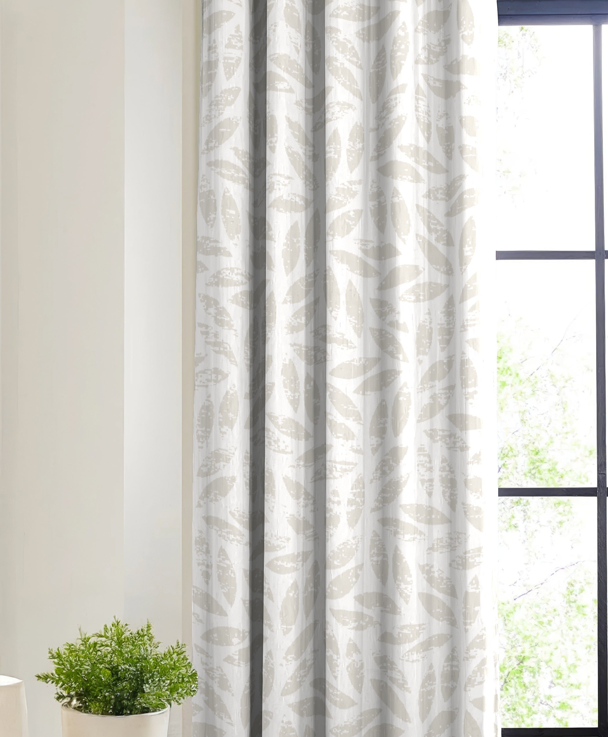 LAMPASSO BEIGE PRINTED BLACKOUT CURTAIN
