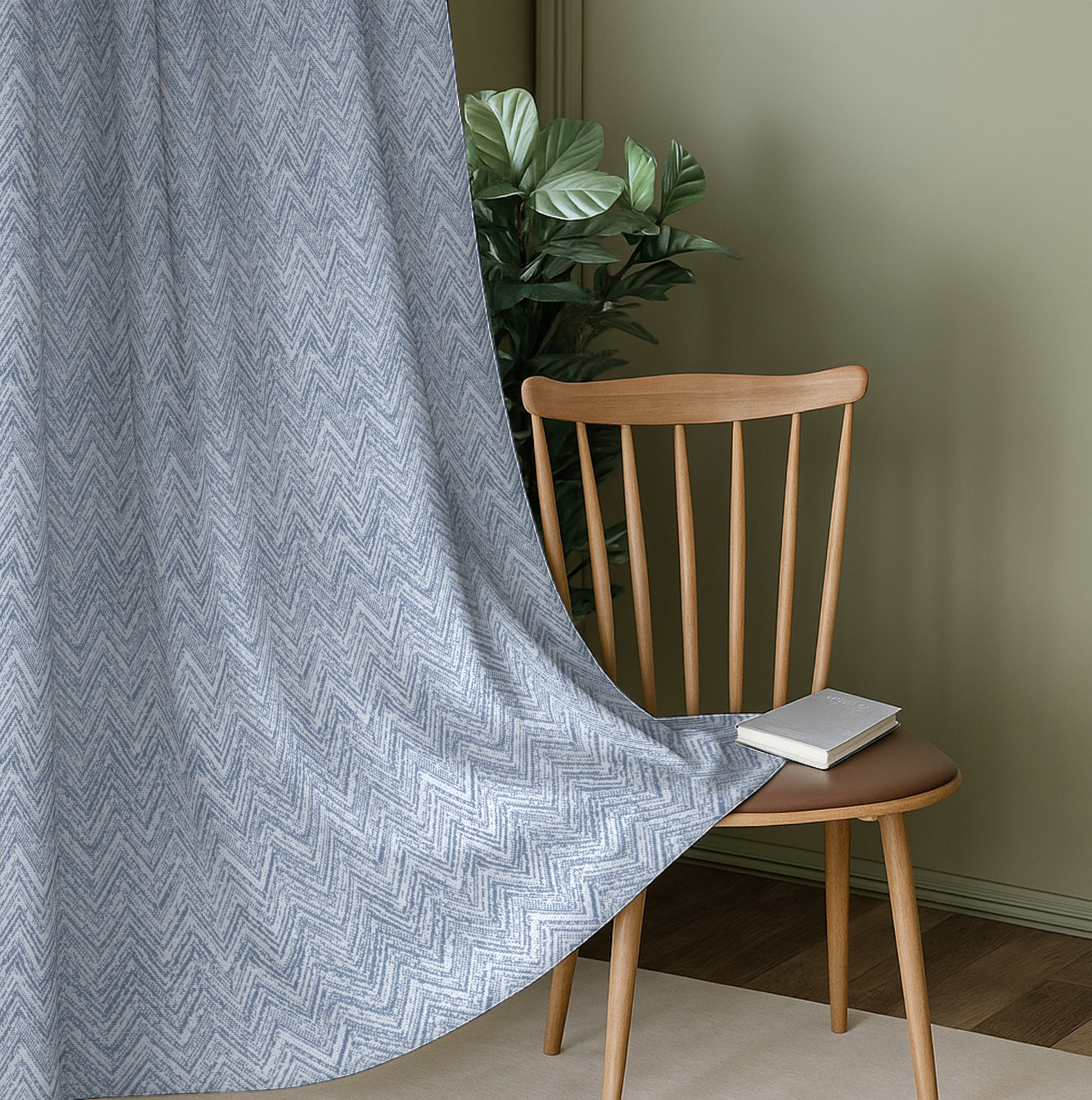 SONORA INK BLUE PRINTED BLACKOUT CURTAIN