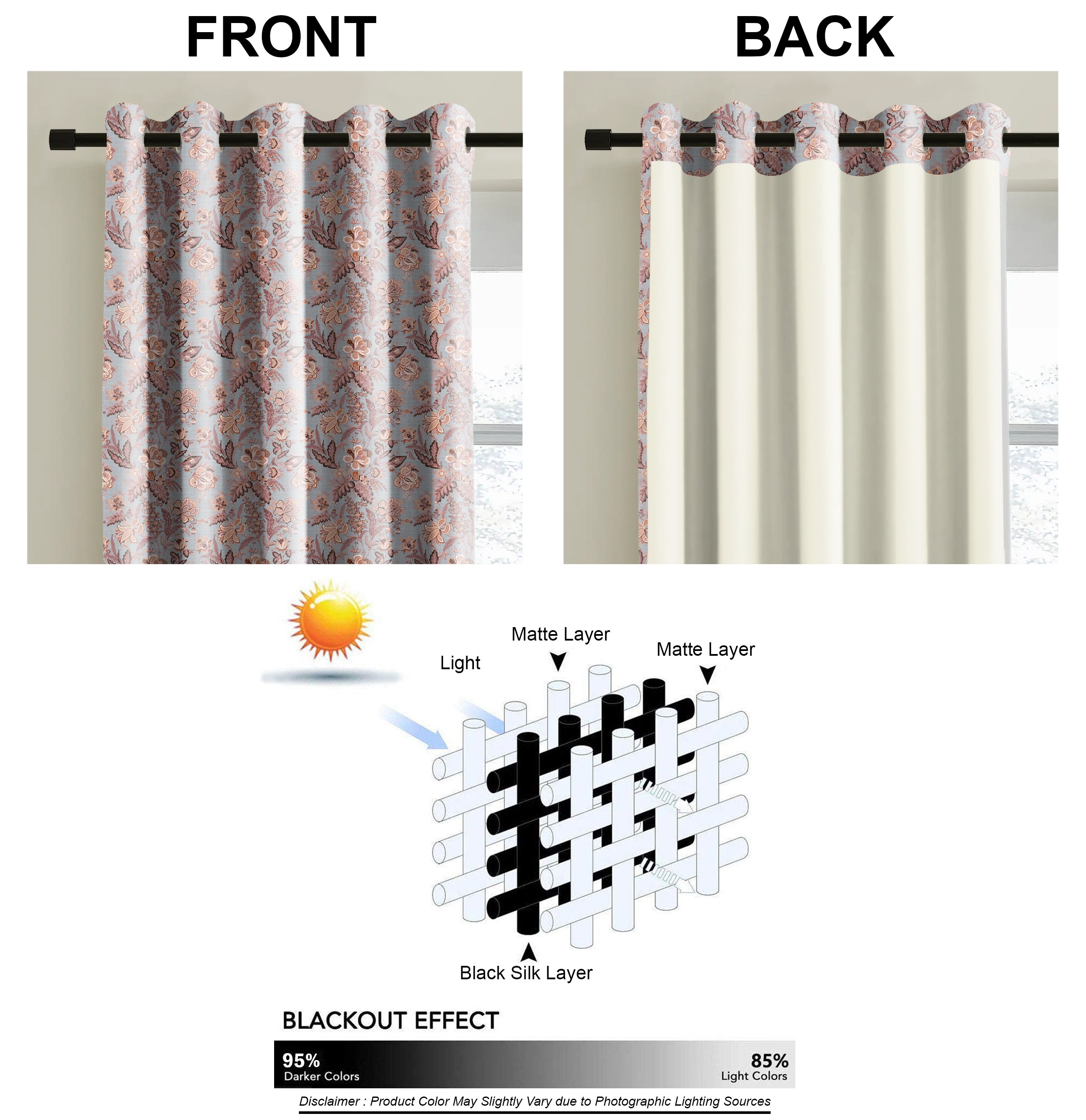 CALVIA PINK PRINTED BLACKOUT CURTAIN
