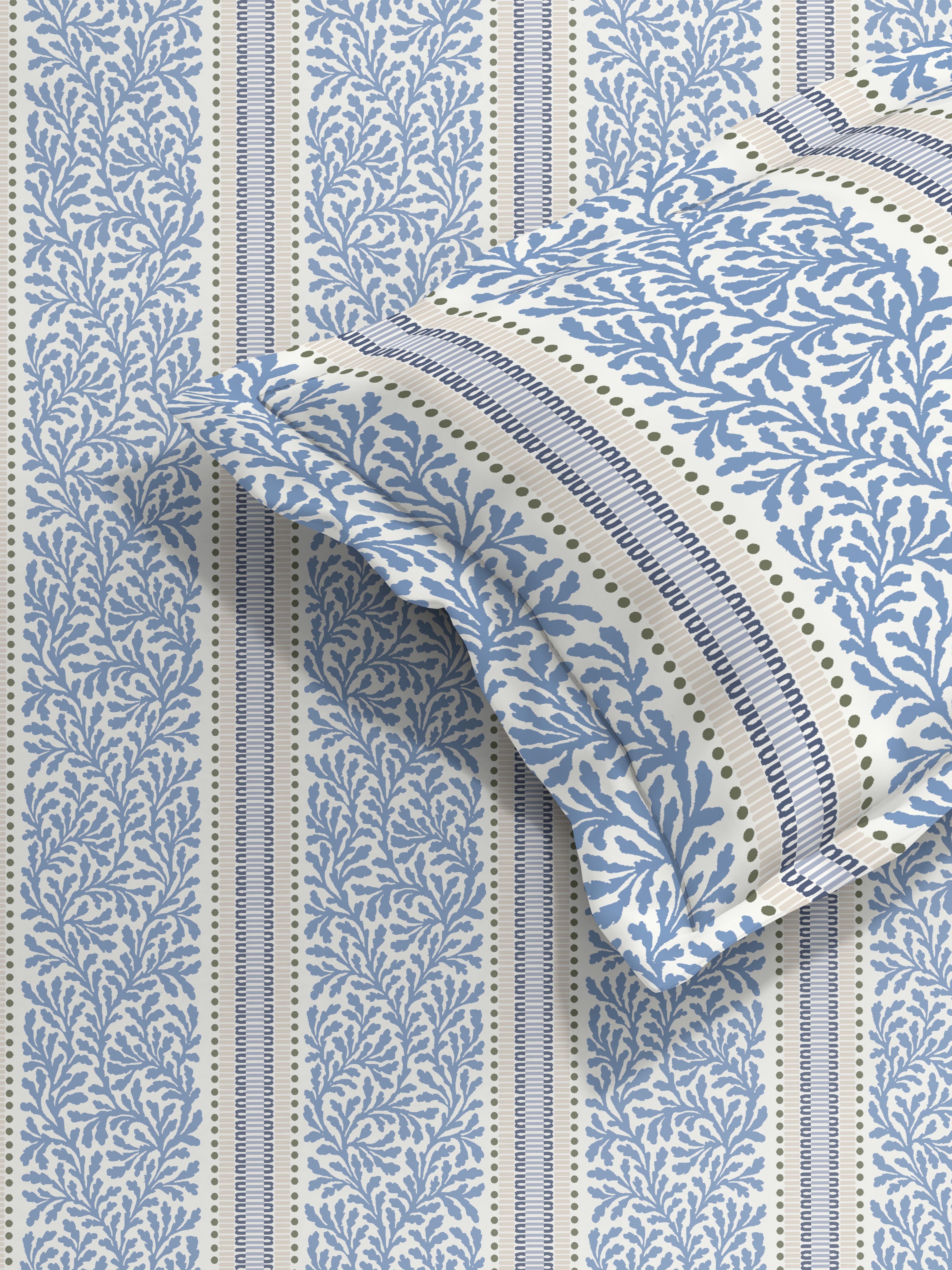 TORONTO BLUE COTTON BEDSHEET WITH PILLOWCOVER