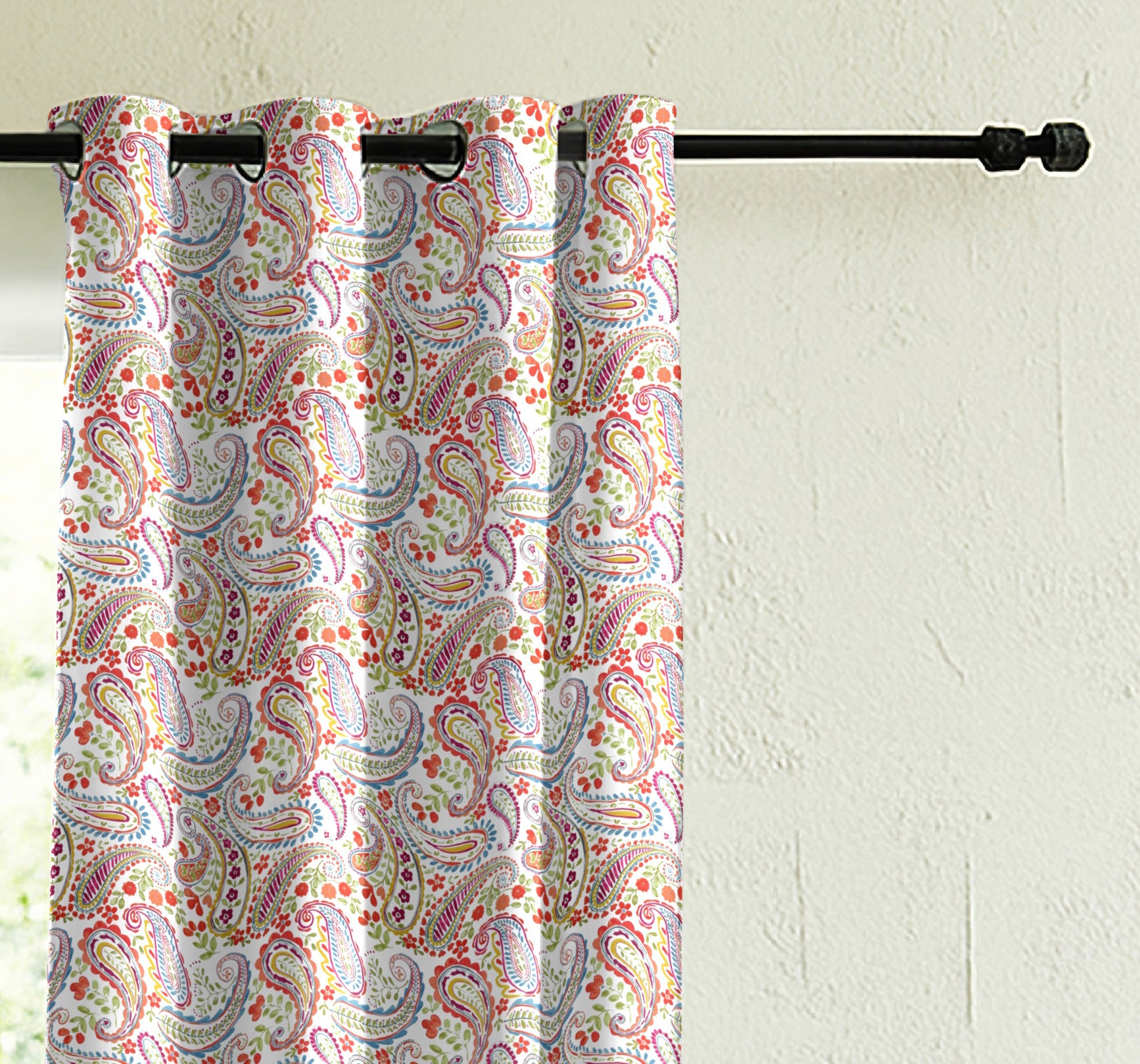 PANAMA MATTY RED PRINTED ROOM DARKENER CURTAIN