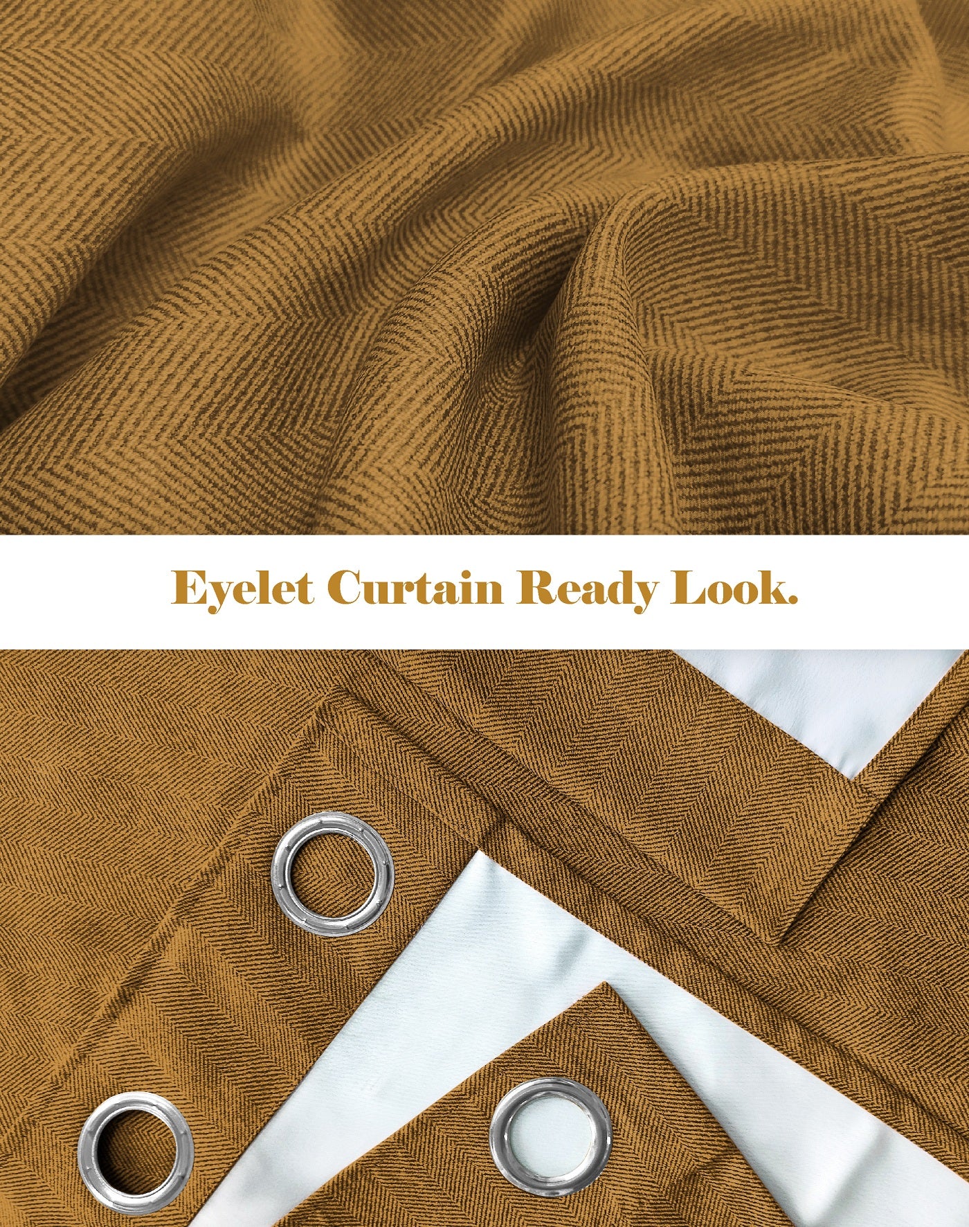 TWILLBONE DARK MUSTARD PRINTED BLACKOUT CURTAINS