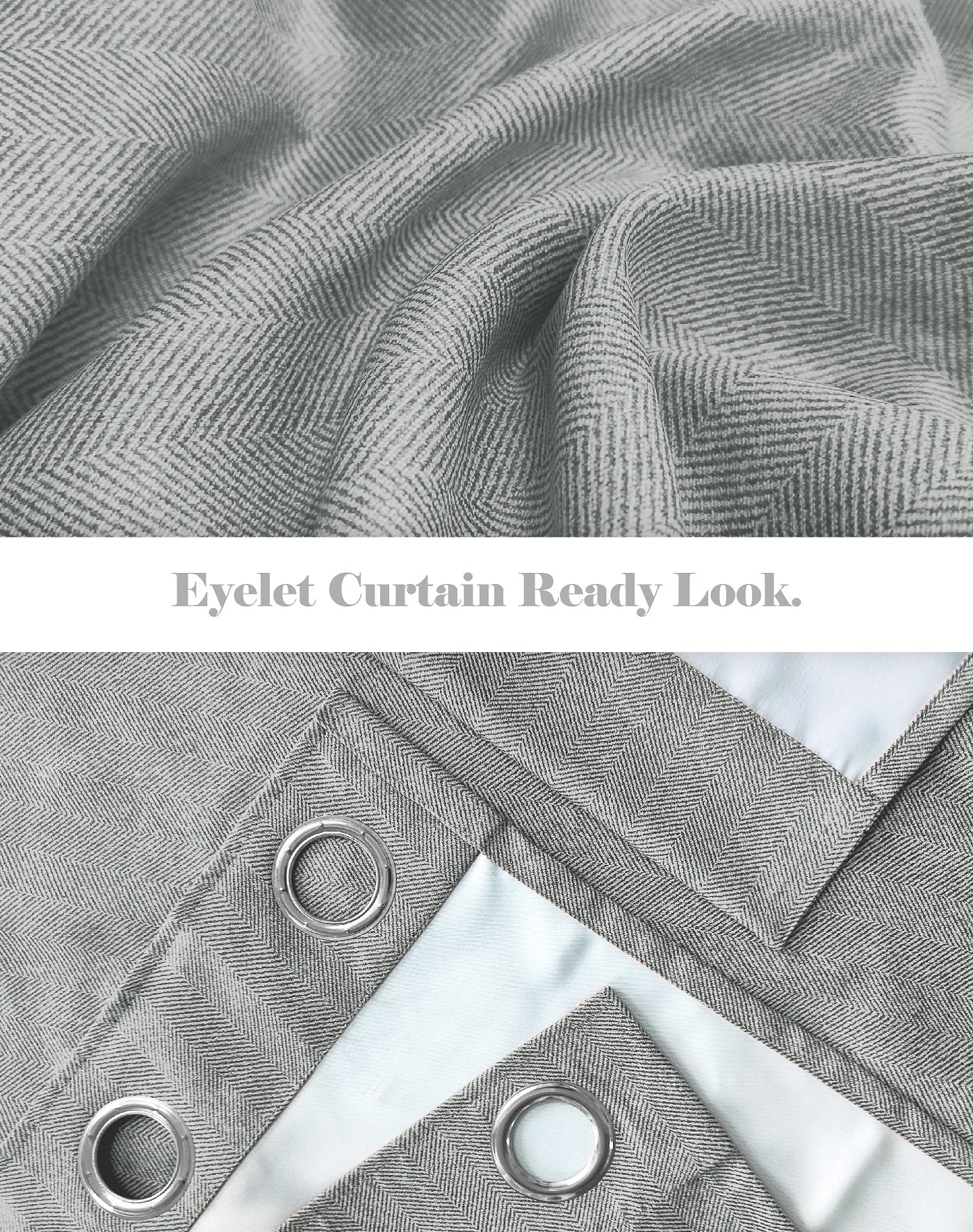 TWILLBONE L GREY PRINTED BLACKOUT CURTAINS