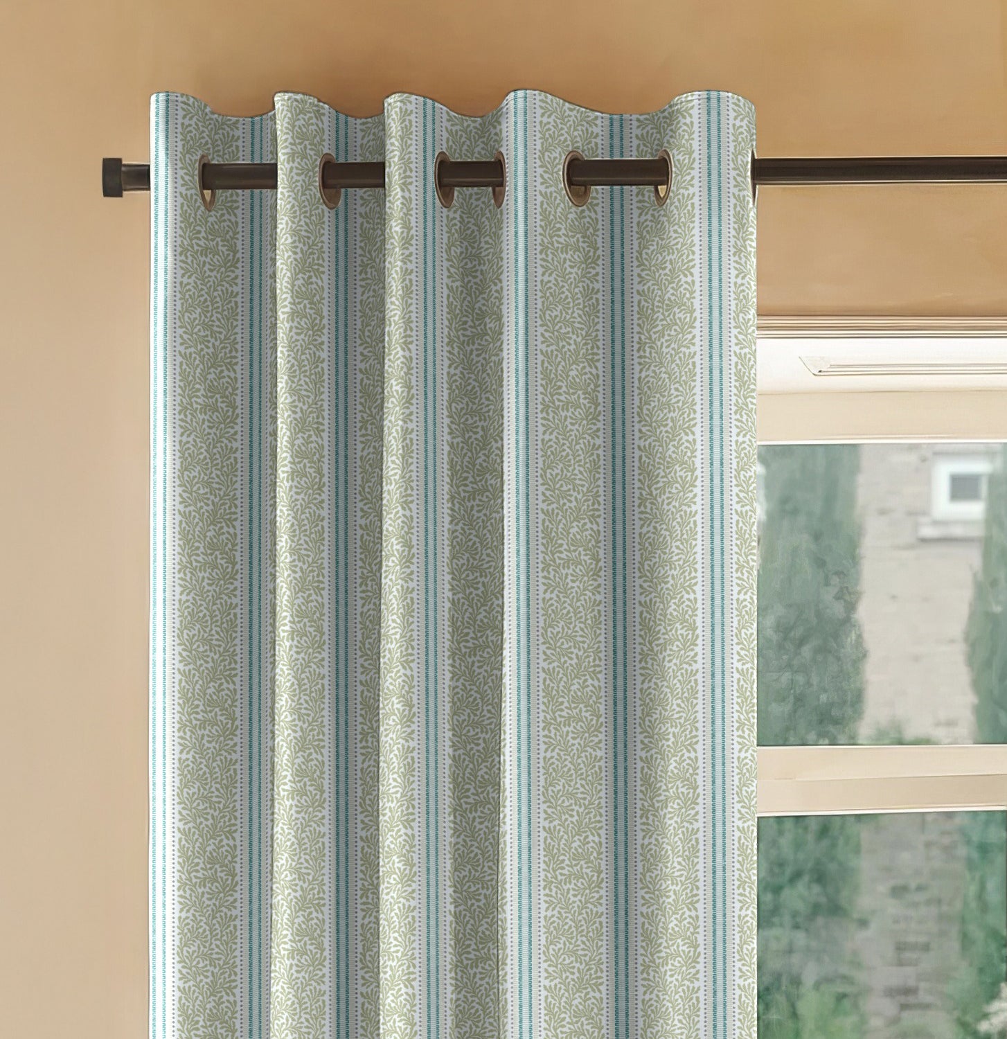 TORONTO LIGHTGREEN PRINTED BLACKOUT CURTAIN