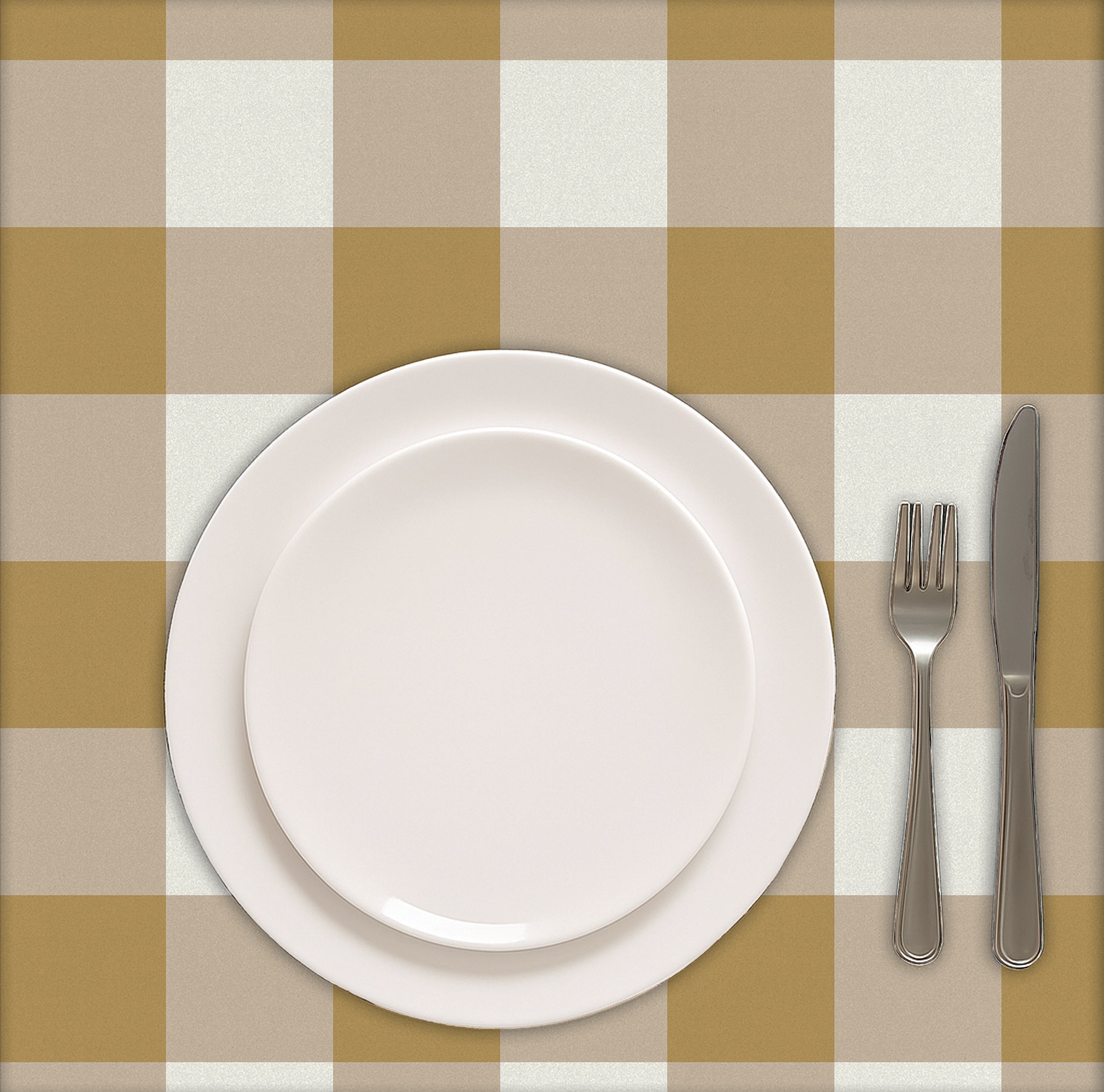 SPRING GALLERY BIG CHECK SAND BROWN TABLE CLOTH