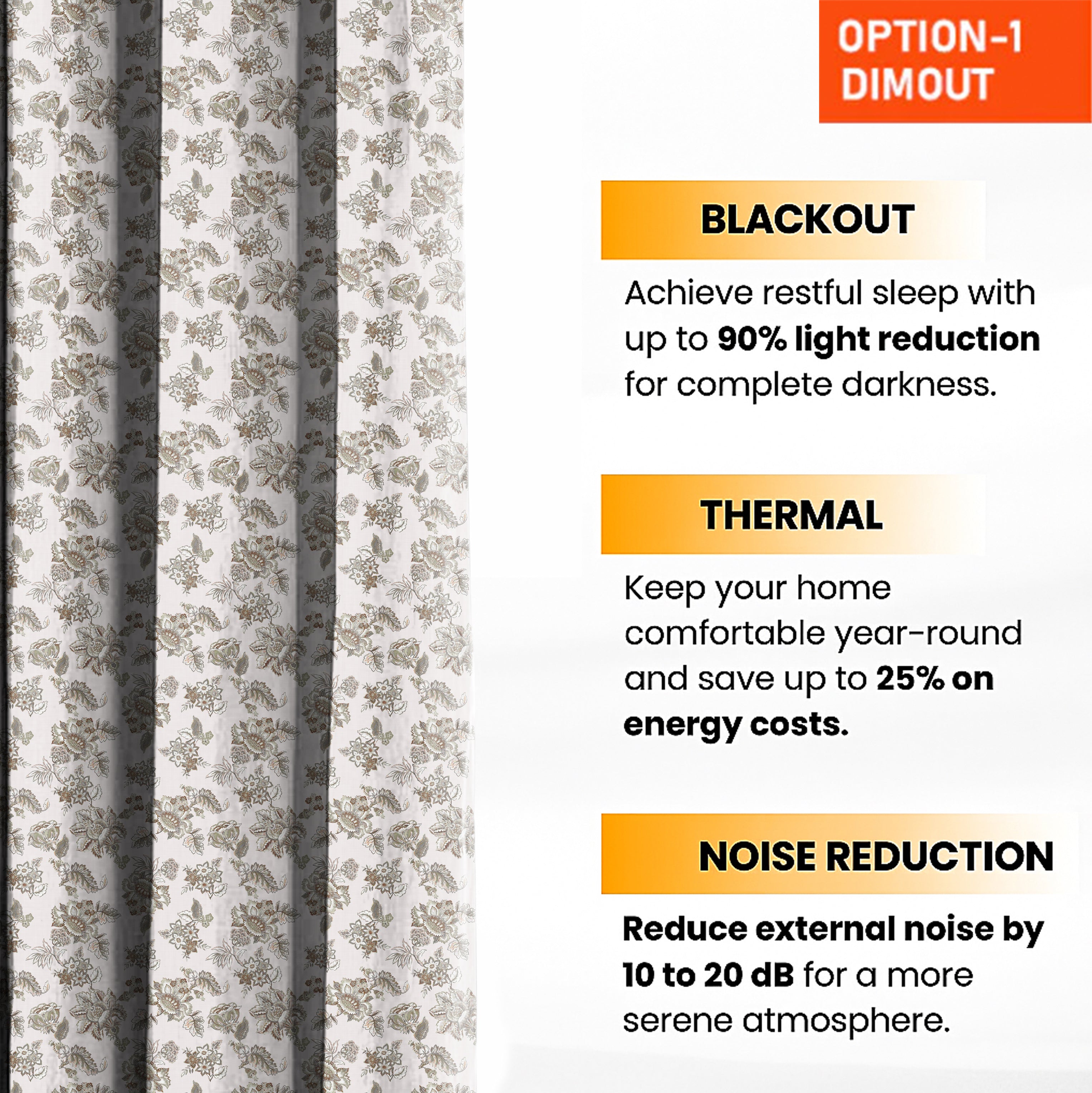 ANZIO GREY PRINTED BLACKOUT CURTAIN