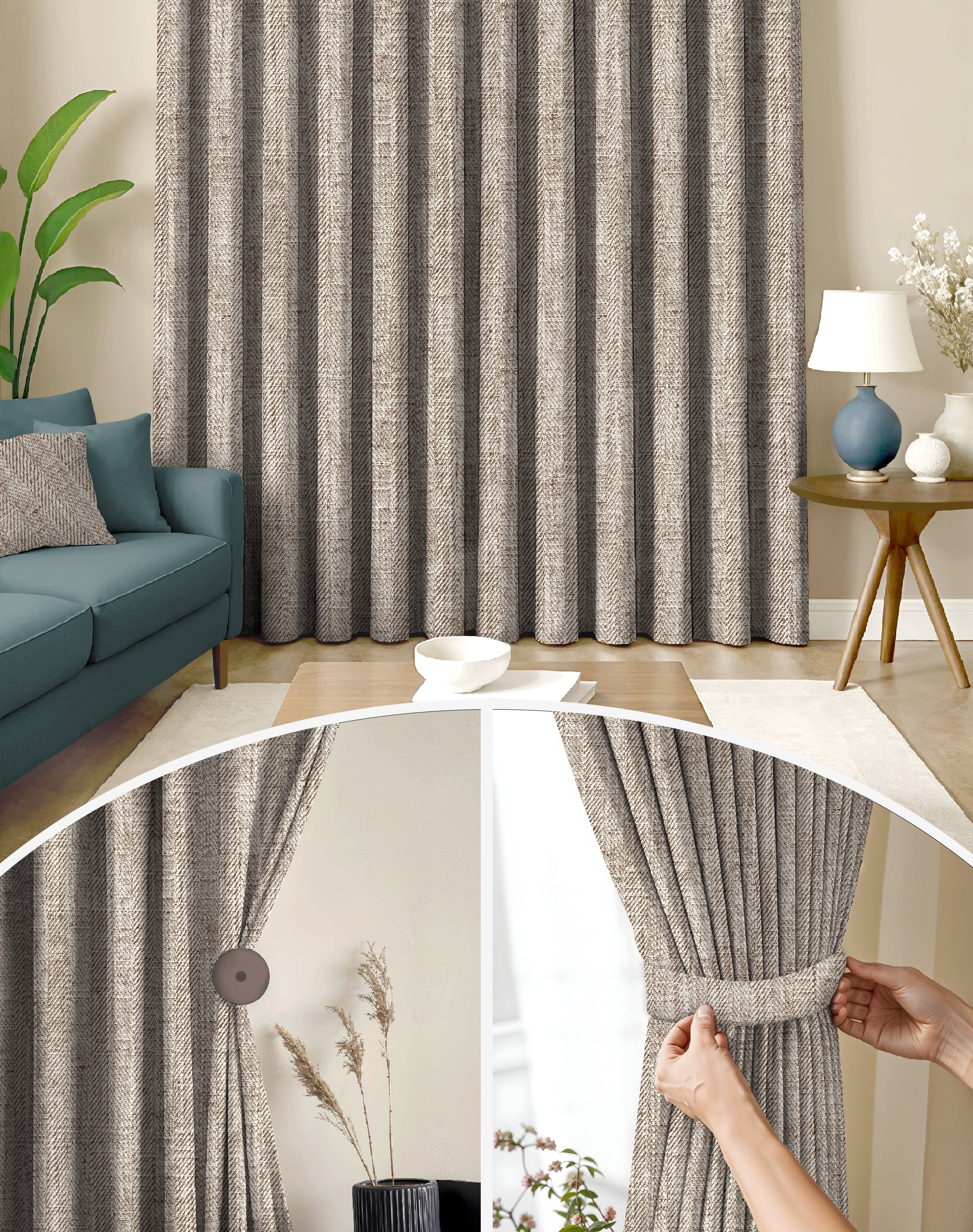 TEXTURA COFFEE DIGITAL PRINTED BLACKOUT CURTAINS