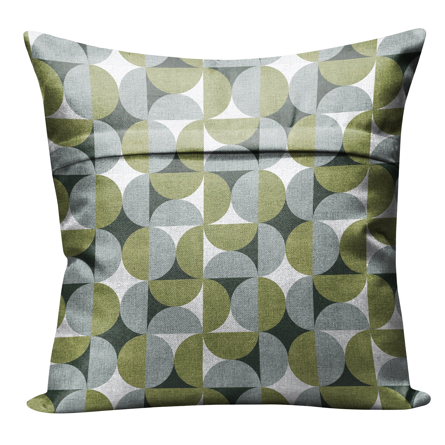 ILLUSION CIRCLE (16X16 INCH) DIGITAL PRINTED CUSHION COVER OLIVE/GREY